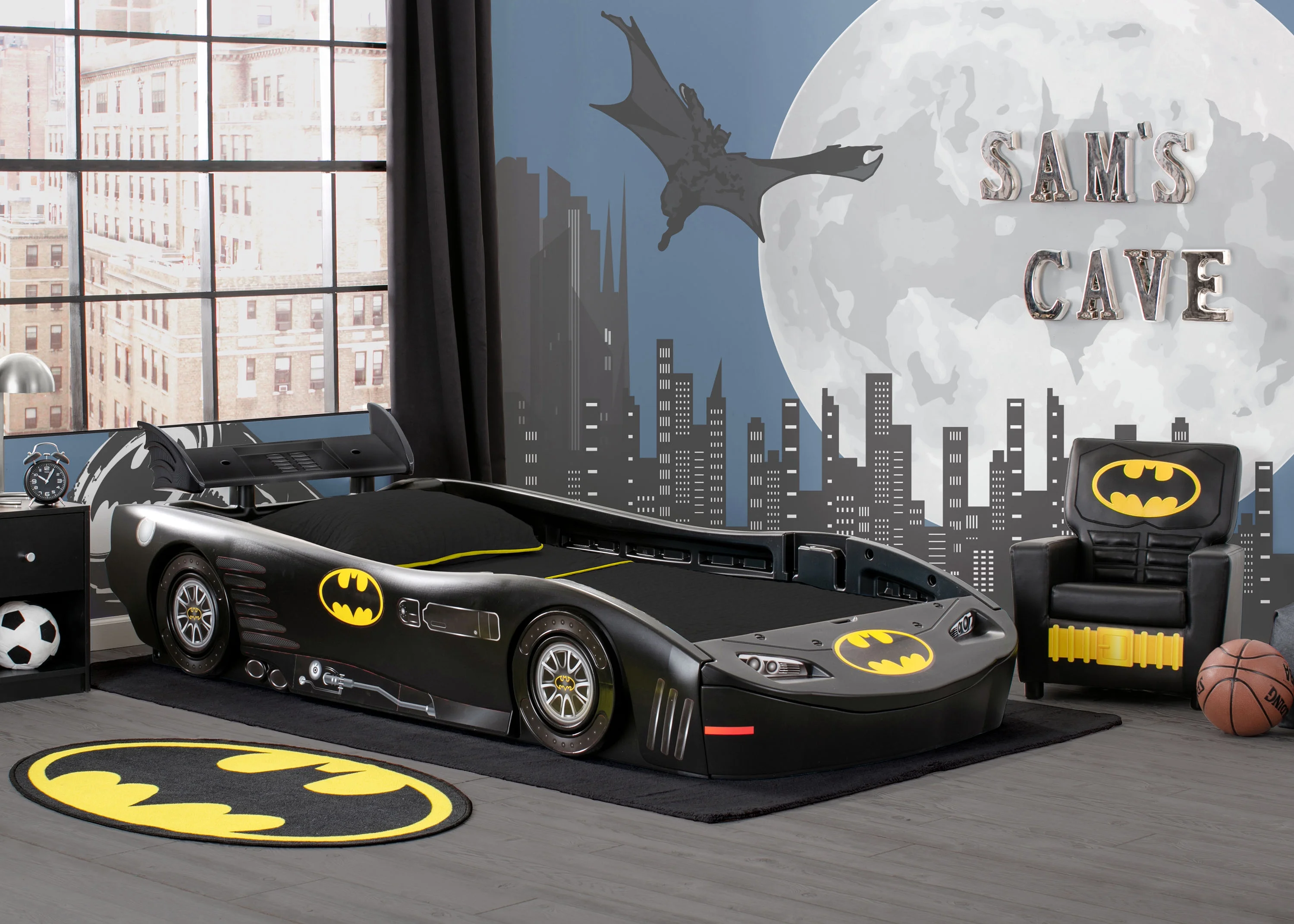 Delta Children DC Comics Batman Batmobile Car Plastic Twin Bed, Black - Image 4