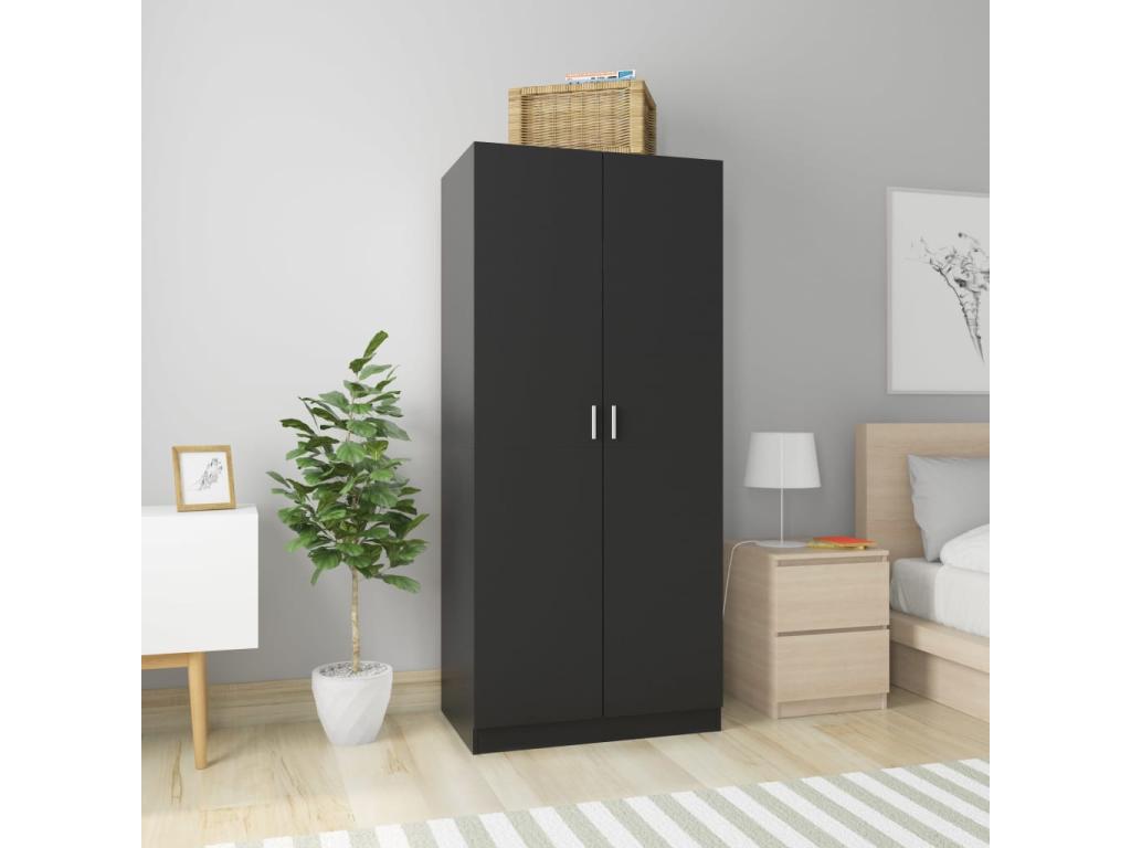 Armario Negro 80x52x180 cm Madera contrachapada