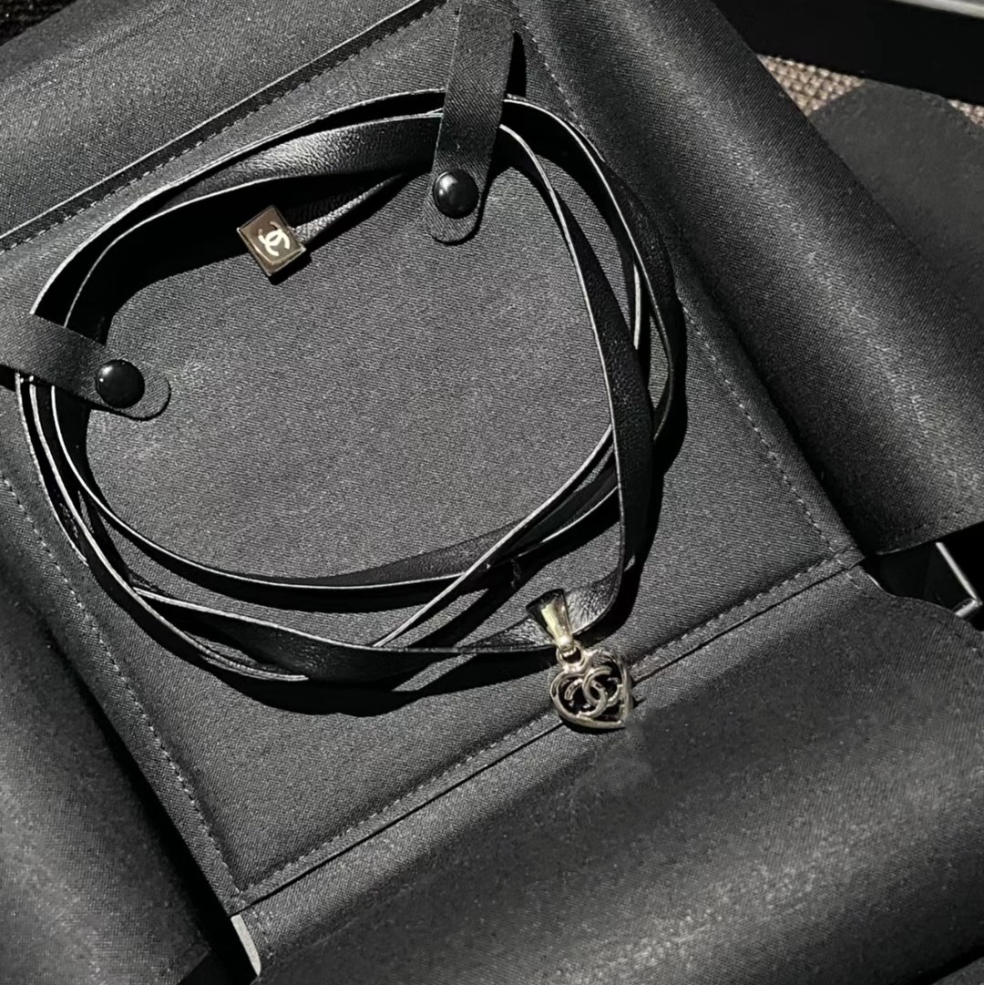 Chanel Hollow Heart Bracelet Earrings Ring Leather Necklace - Original Replica Club