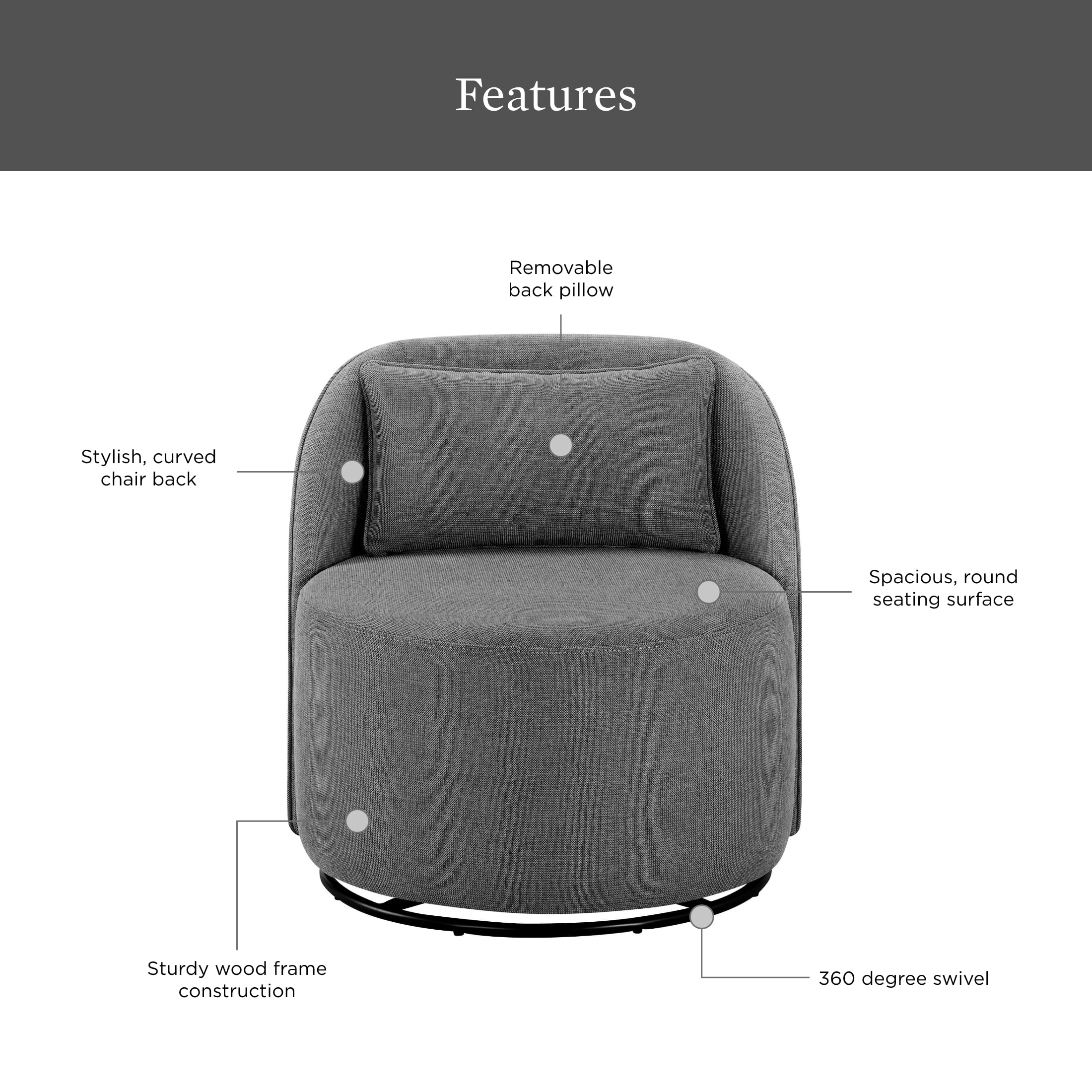 Better Homes & Gardens Juliet Modern Arch Swivel Accent Chair, Cream Boucle - Image 26
