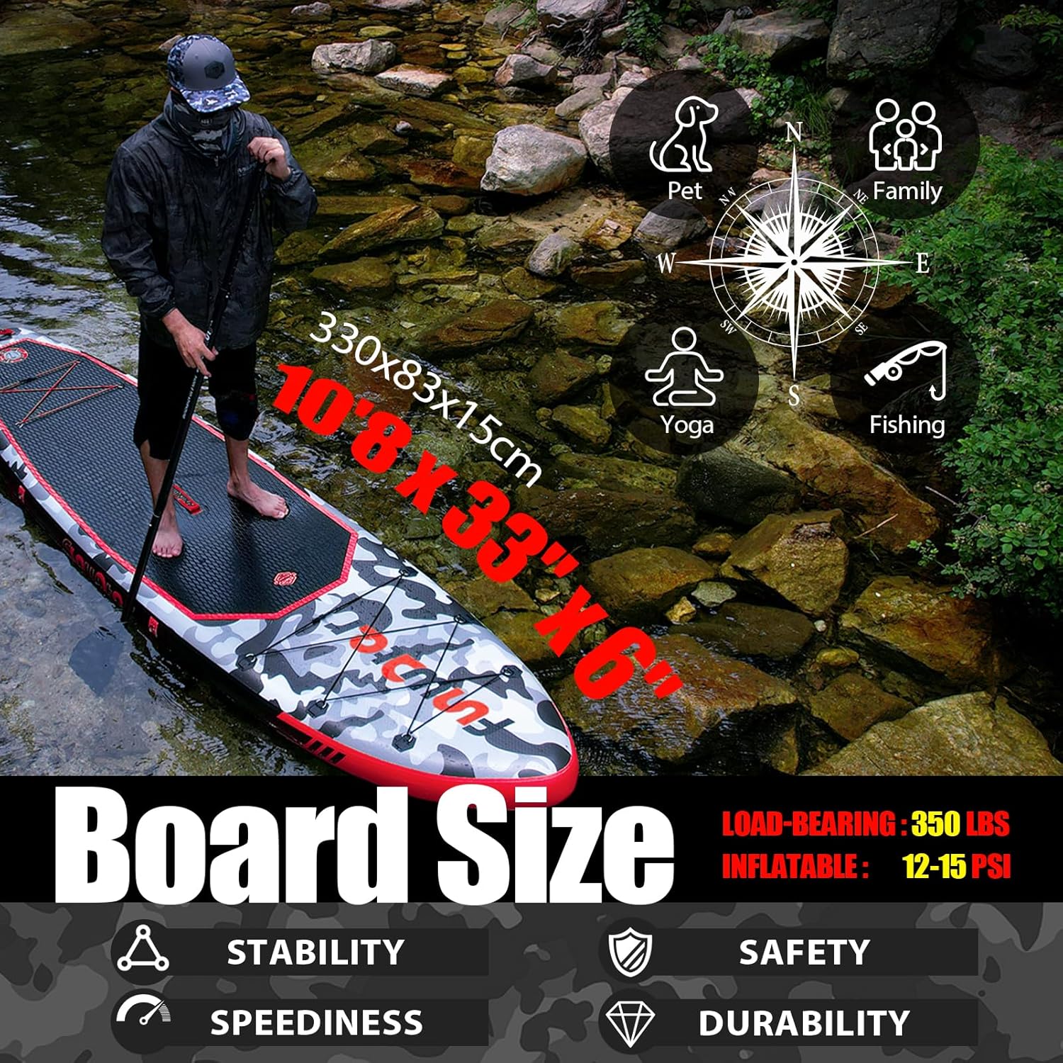 FunWater Inflatable Stand Up Paddle Board, 11 ft x 32 in x 6 in - SUP Paddle Accessories - Image 23 FunWater Inflatable Stand Up Paddle Board, 11 ft x 32 in x 6 in - SUP Paddle Accessories - Image 23