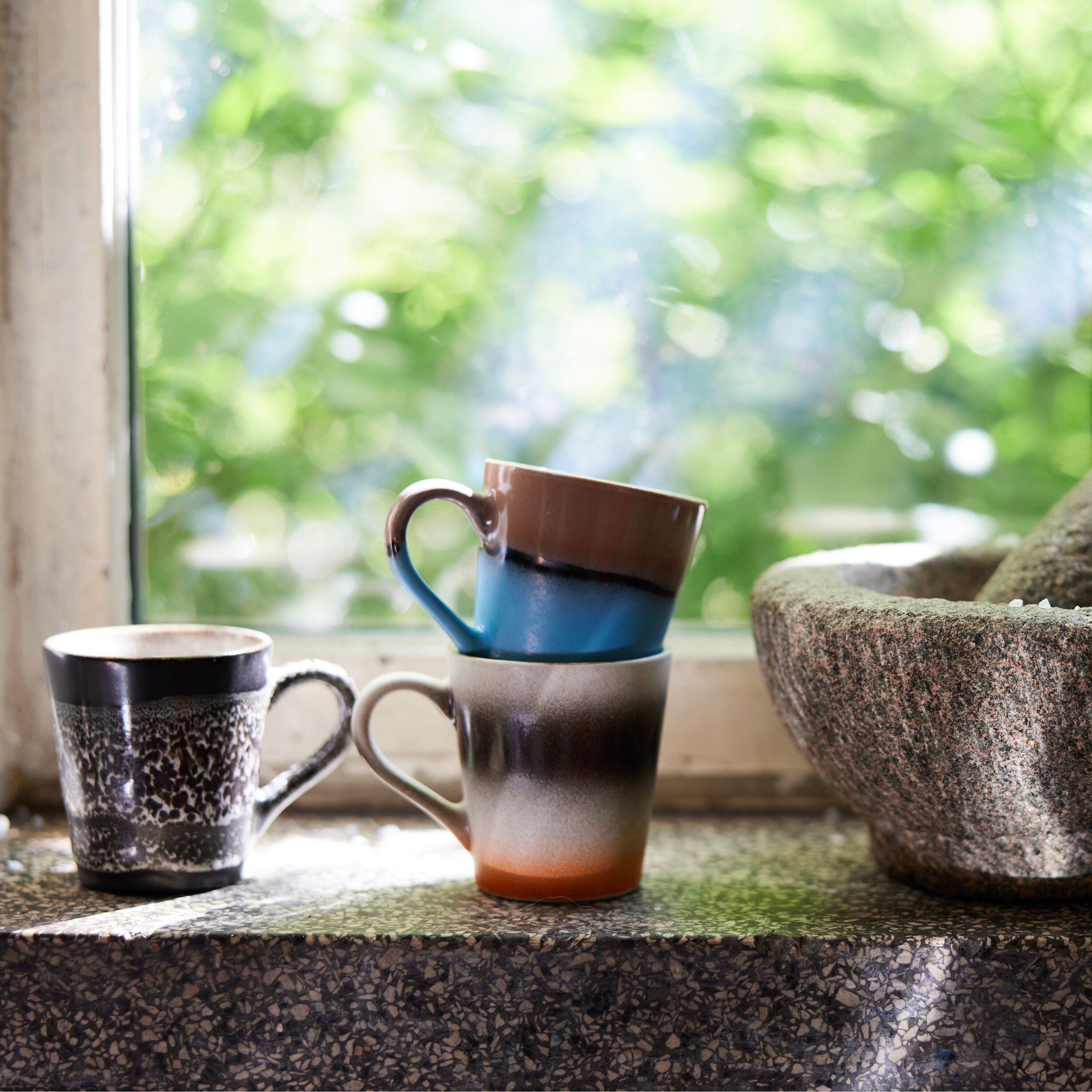 HKliving 70's Ceramics Espressokopje 0,1 L - Set van 4 - Funky