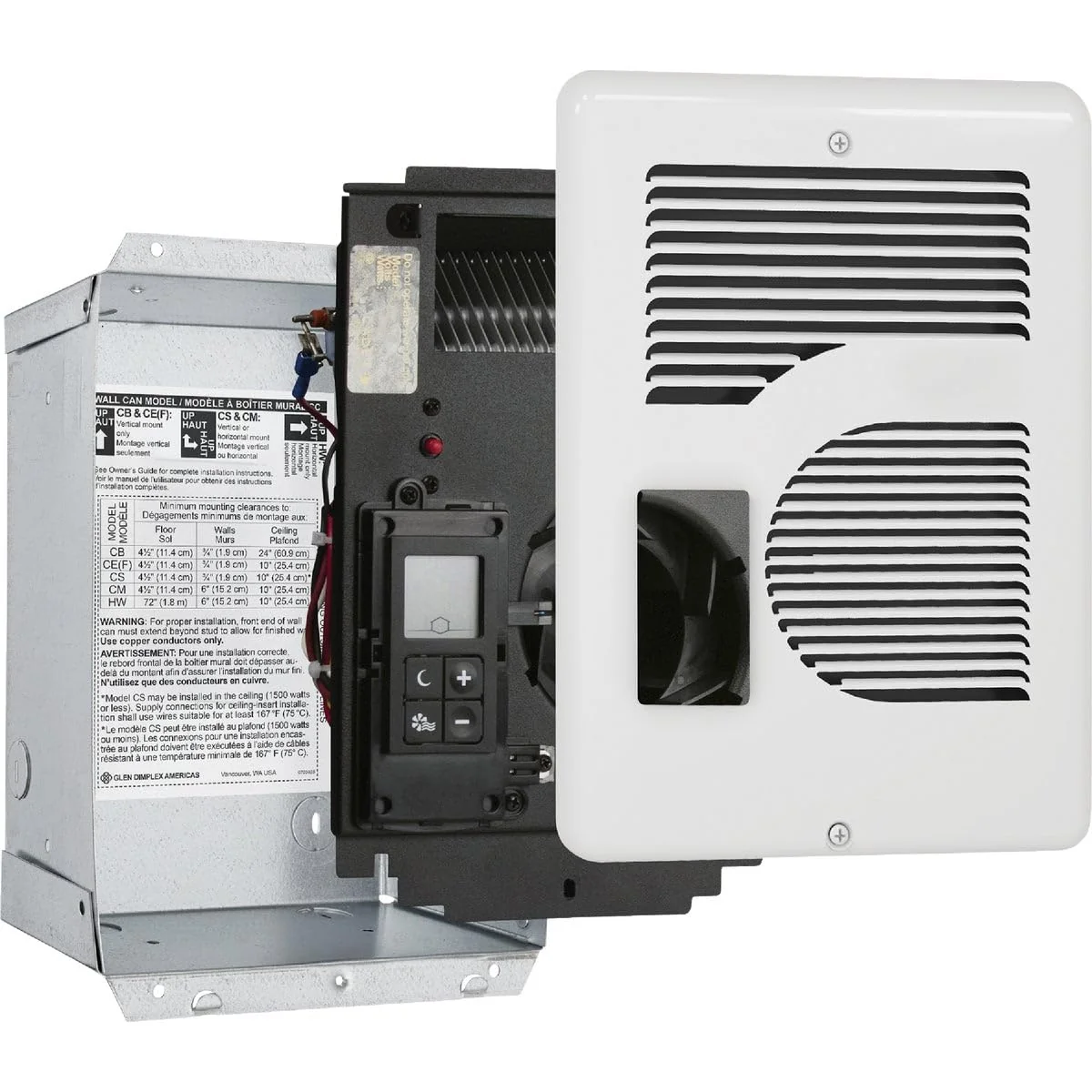 Energy Plus Wall Heater, Digital Thermostat, 240/208/120V, White