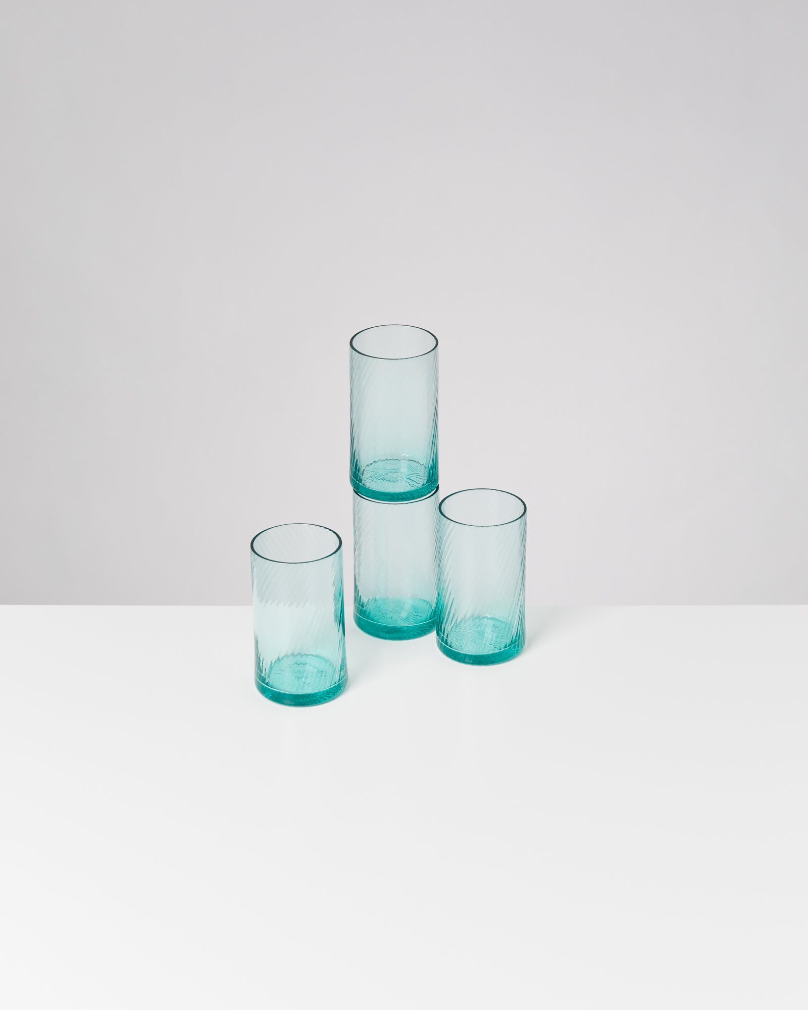 Leiria Glas klein riffled grün 4er-Set