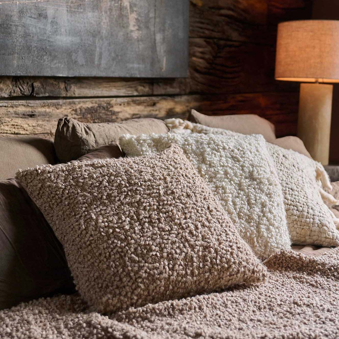 Maud Boucle Cushion, Taupe