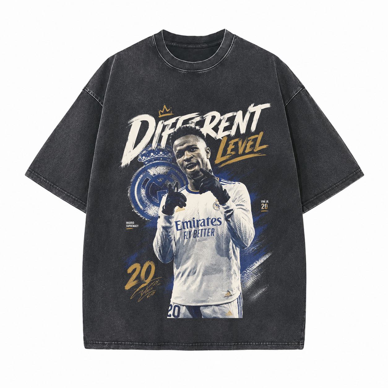 Different Level Printed Unisex Washed T-Shirt