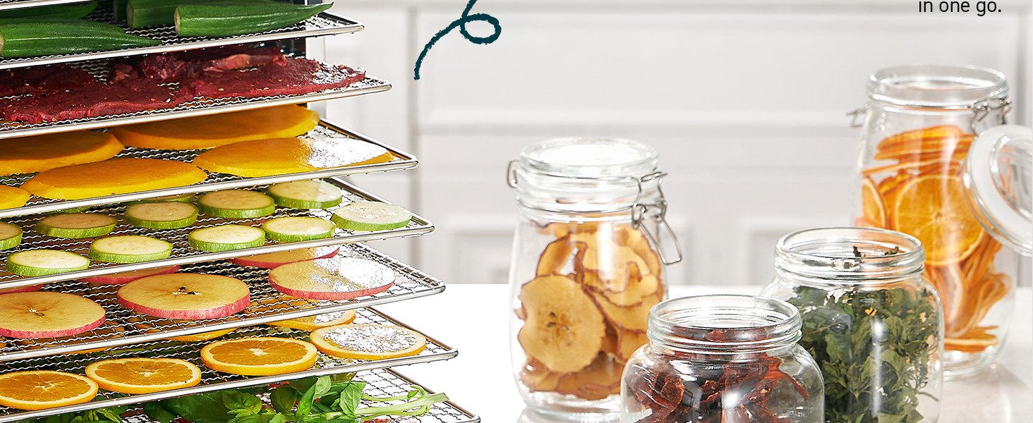 Boost drying with 10 trays, easily preserve large batches