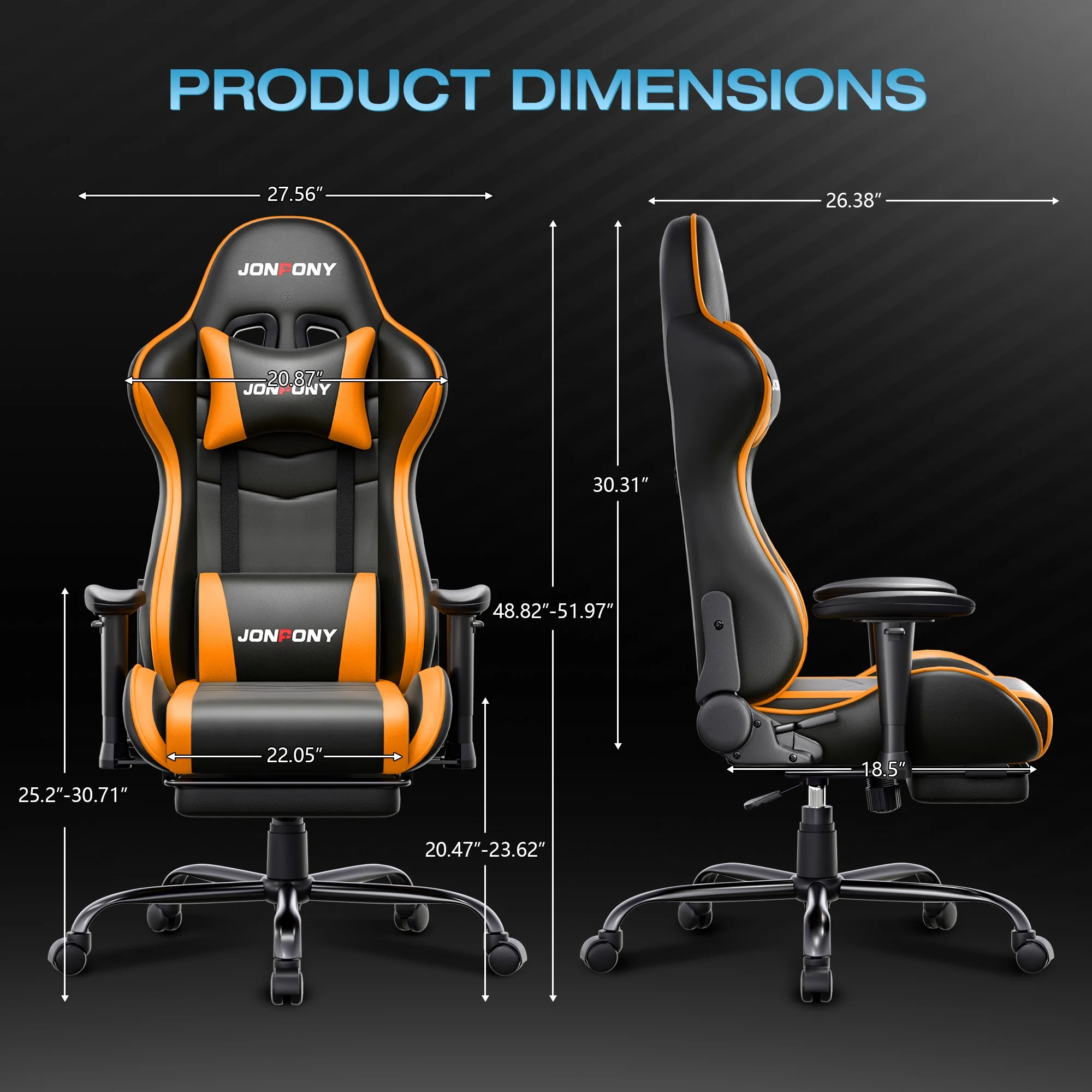 JONPONY Big and Tall 500LBS Gaming Chair, Ergonomic Design, Gamer Chair PU Leather with Footrest and Lumbar Support, High Back Office Chair Support 8 Hours Long Sitting, Computer Chair,Red - Image 26