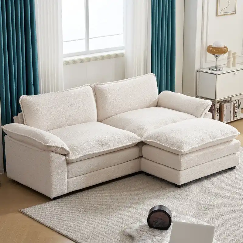 Chenille Two-Seater Sofa with Footstool - 2+1 Indoor Double Bag, Dimensions: 217*141*85