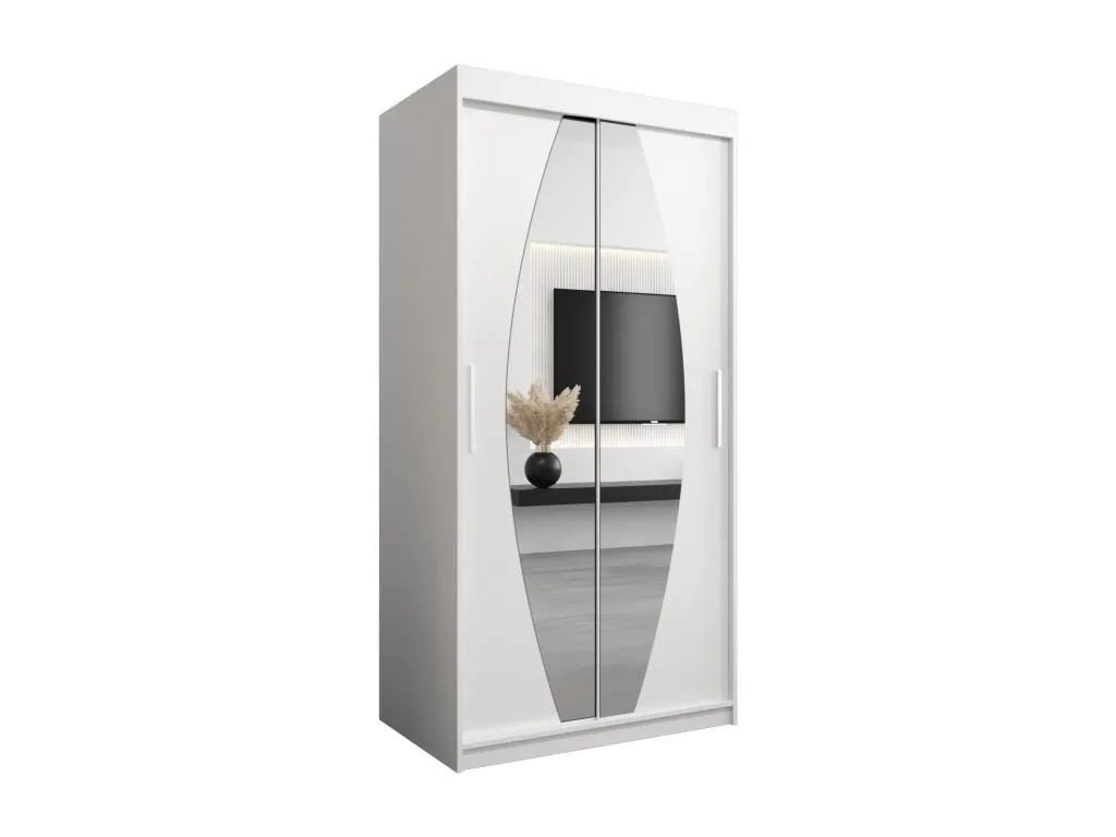 Armario de puertas correderas de 200x100x62 cm con 2 puertas en blanco WW9898948