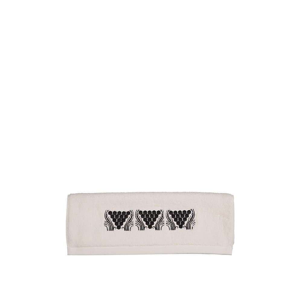 SERVIETTE INVITÉ BRODÉE RAISINS - COTON IVOIRE, BRODÉ