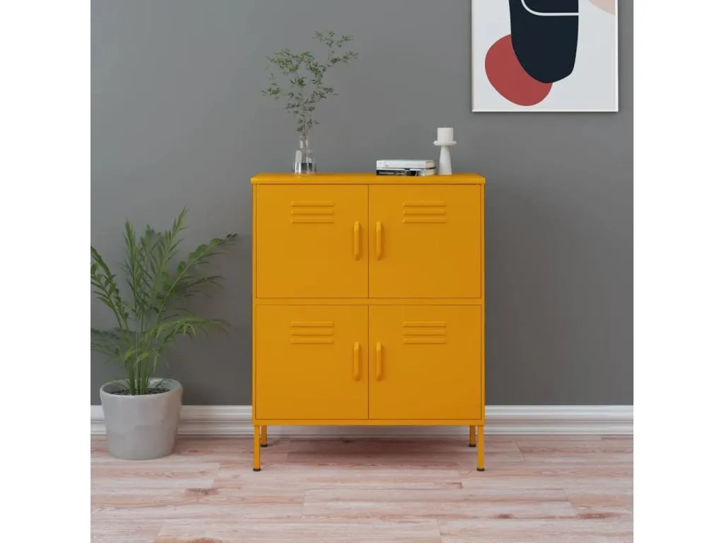 Armario de almacenamiento acero amarillo mostaza 80x35x101.5 cm