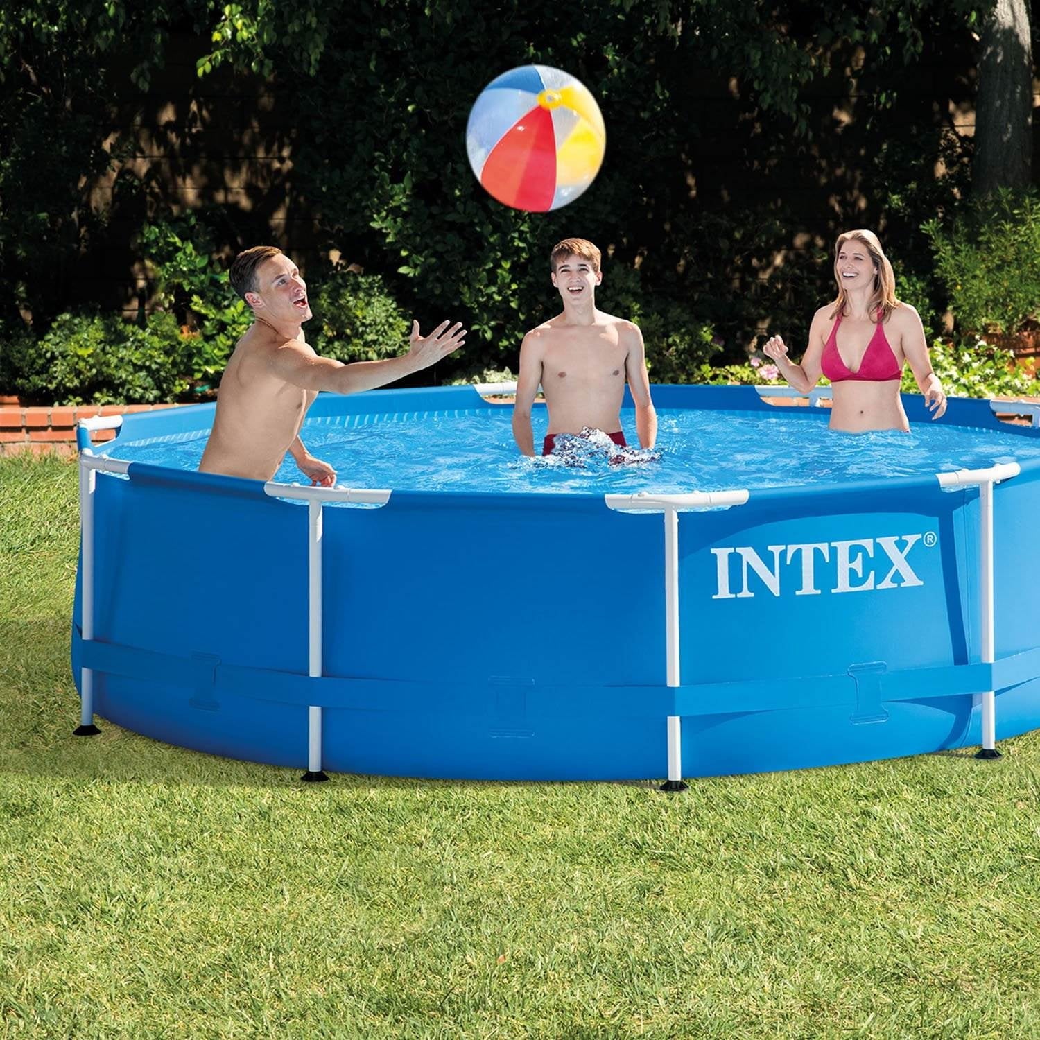 Intex Metal Frame 10' x 30" Outdoor Swimming Pool with Filter Pump & Cover Metal frame pools Round - Image 4
