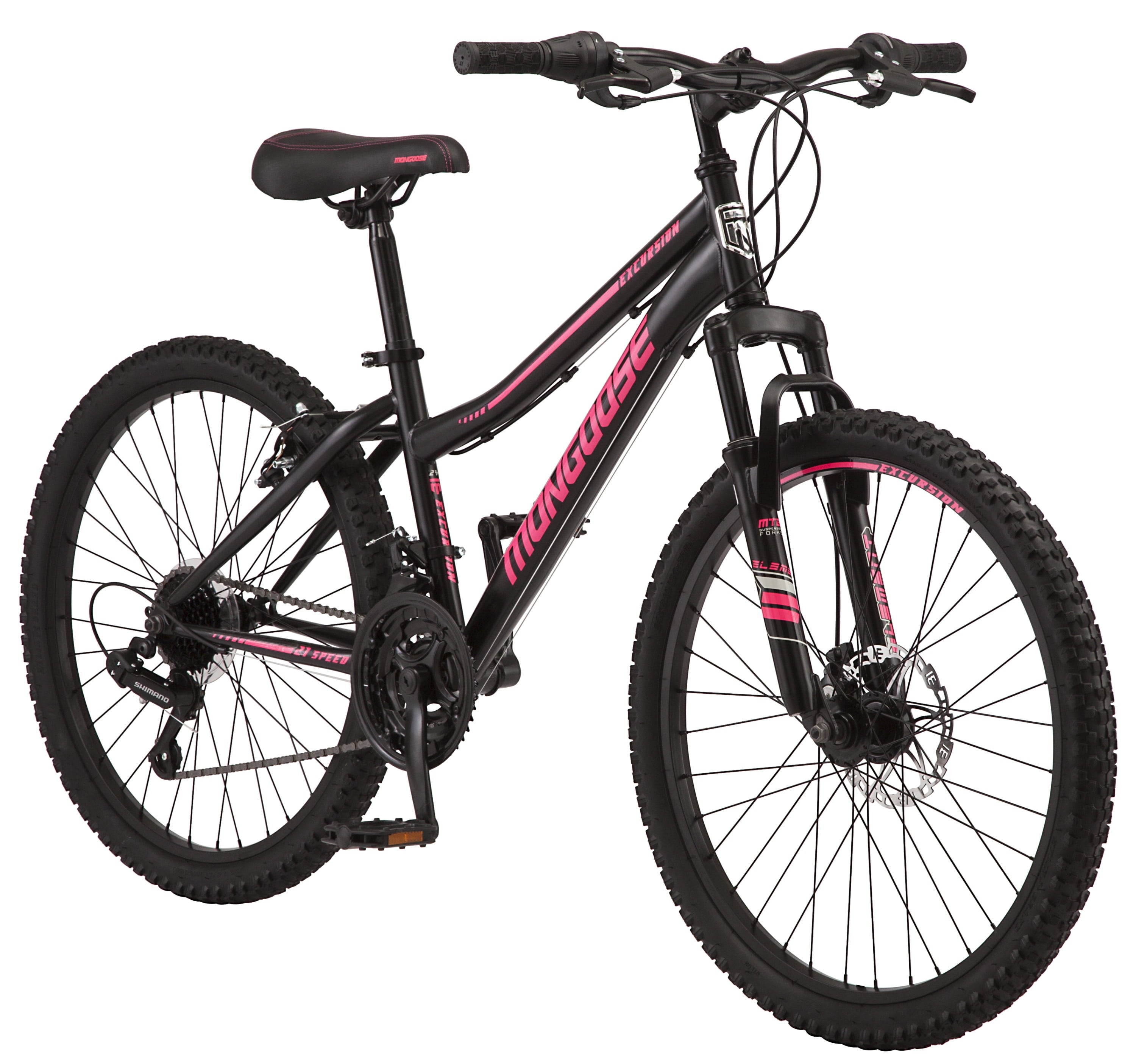 24-in. Excursion Unisex Mountain Bike. Black. 21 Speeds
