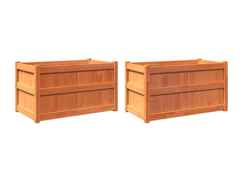 Decoratodo xterior 2 uds madera maciza de pino marrón cera