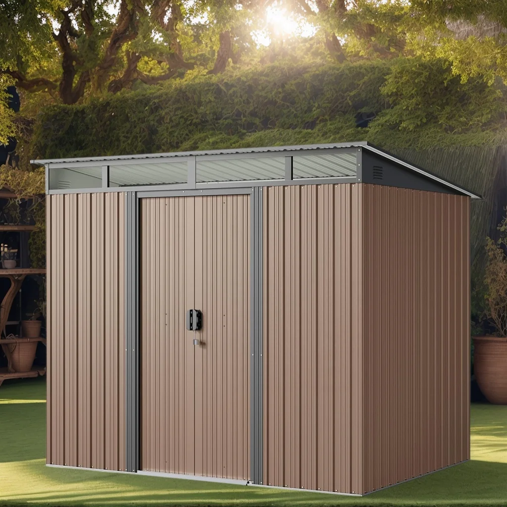 5'x3' Outdoor Storage Shed, Asofer Shed and Outdoor Storage Clearance, Weatherproof Tool Shed, Brown - Image 39