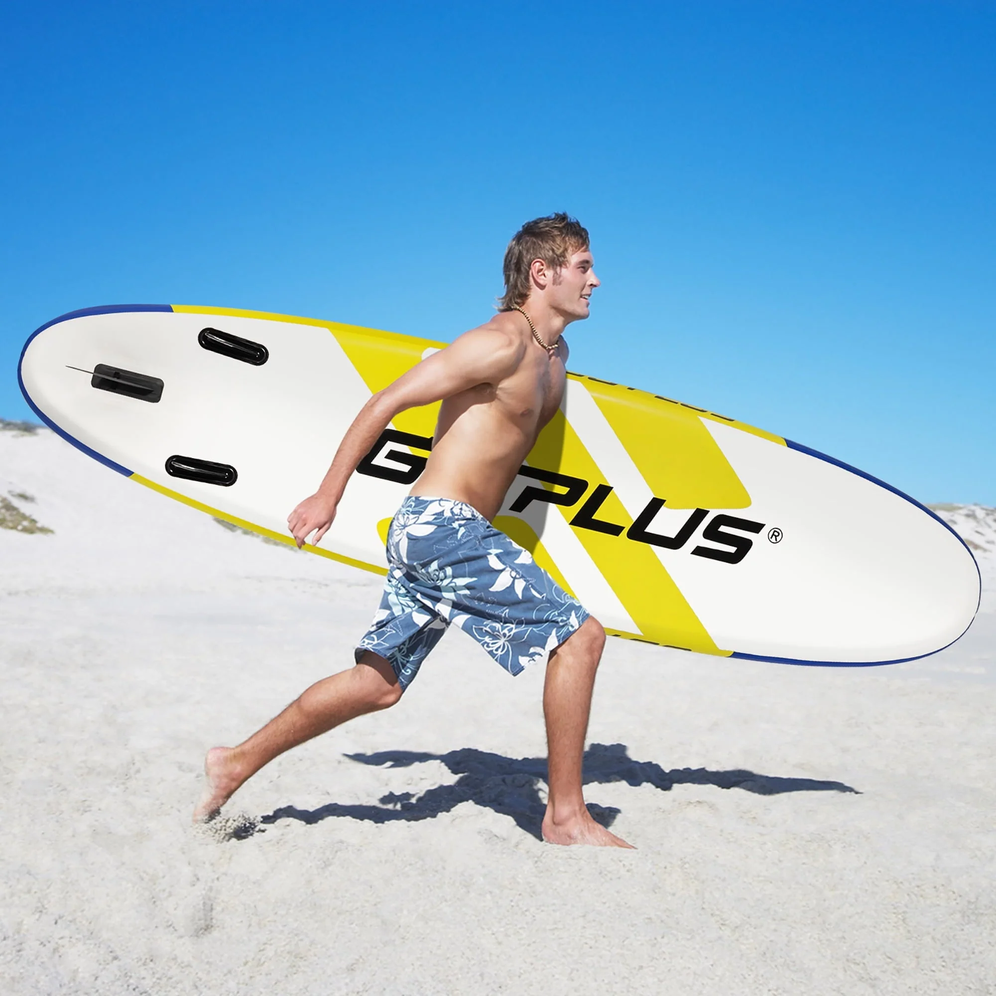 Goplus 11ft Inflatable Stand Up Paddle Board 6'' Thick W/Leash Backpack Aluminum Paddle Yellow - Image 3