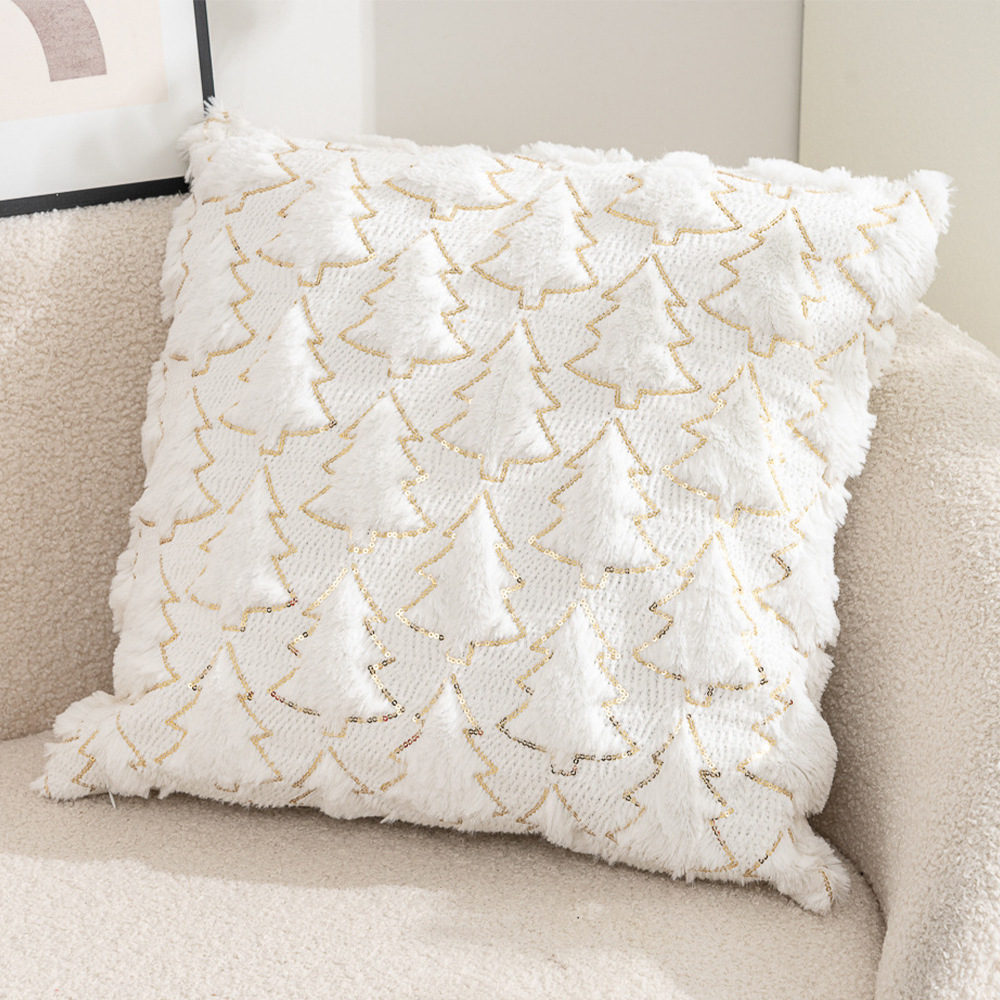 Luxury Christmas Throw Pillow Covers Soft Knit Plush Tufted Embossed Santa Tree Elk Square Decor Cushion Covers For Sofa Bedroom