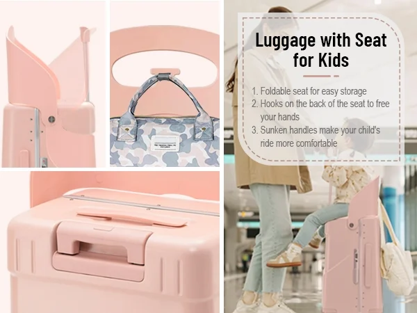 22 Inch TSA Lock Luggage with for Kids& Adult,Check in Lockable Spinner Wheels Free Luggage Cover and Safety Seatbelt Travel Suitcase - Image 35