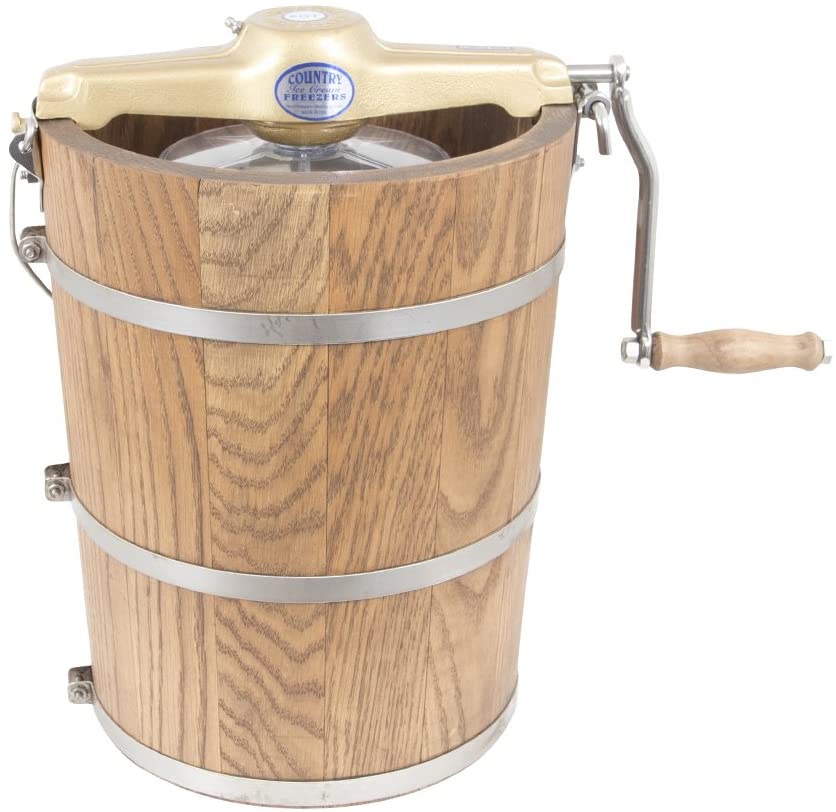 6 qt Ice Cream Maker – Classic Wooden Tub – Hand Crank