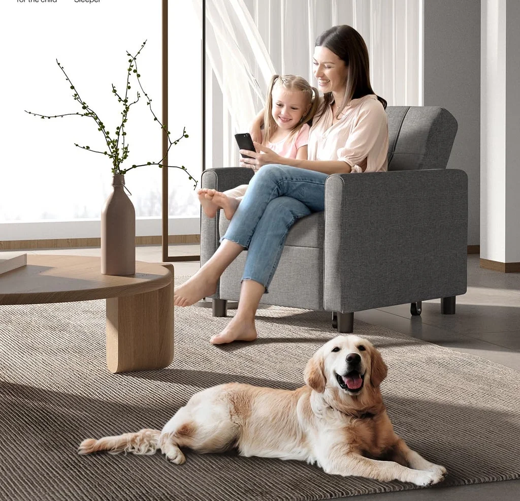 Convertible Sleeper Chair, Aiho 3-in-1 Convertible Sofa Bed Recliner Chair with Pull Out Couch - Dark Gray - Image 43