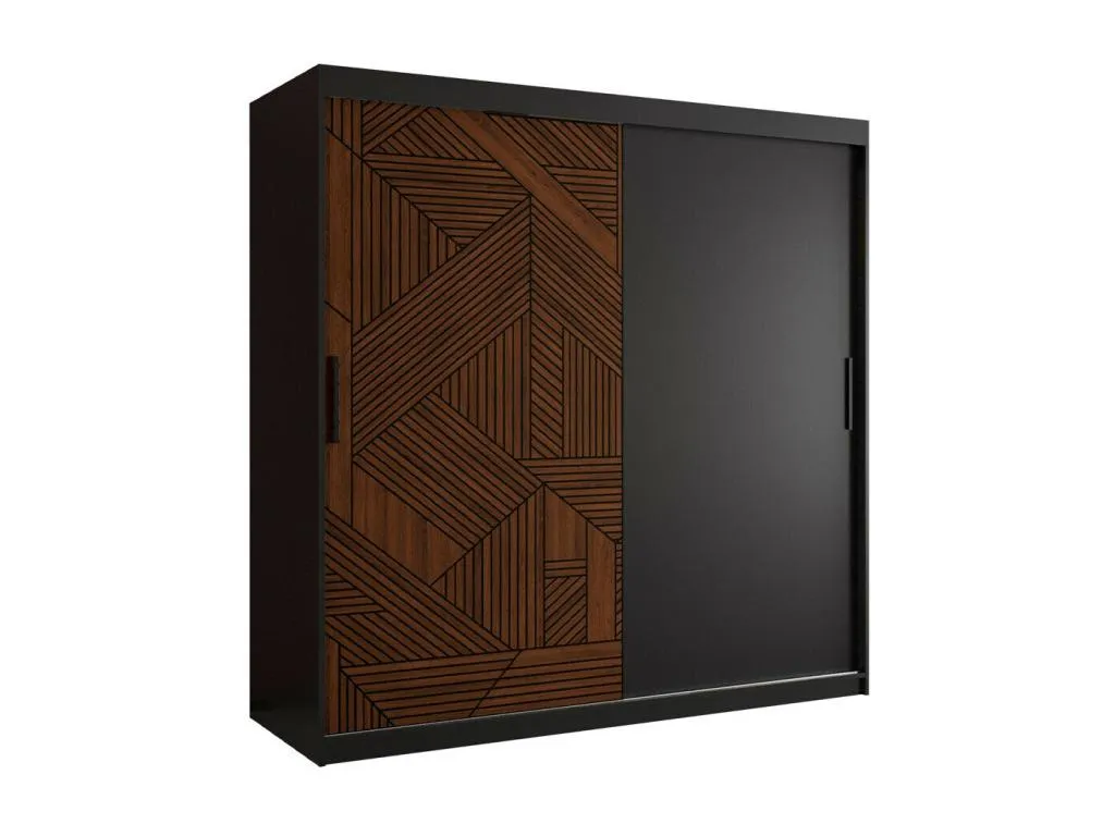Armario Jmmhogar 465 Nogal | Negro 200x180x62cm Puertas de armario - Correderas