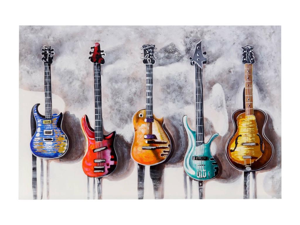 Pintura al óleo guitarras pintadas a mano