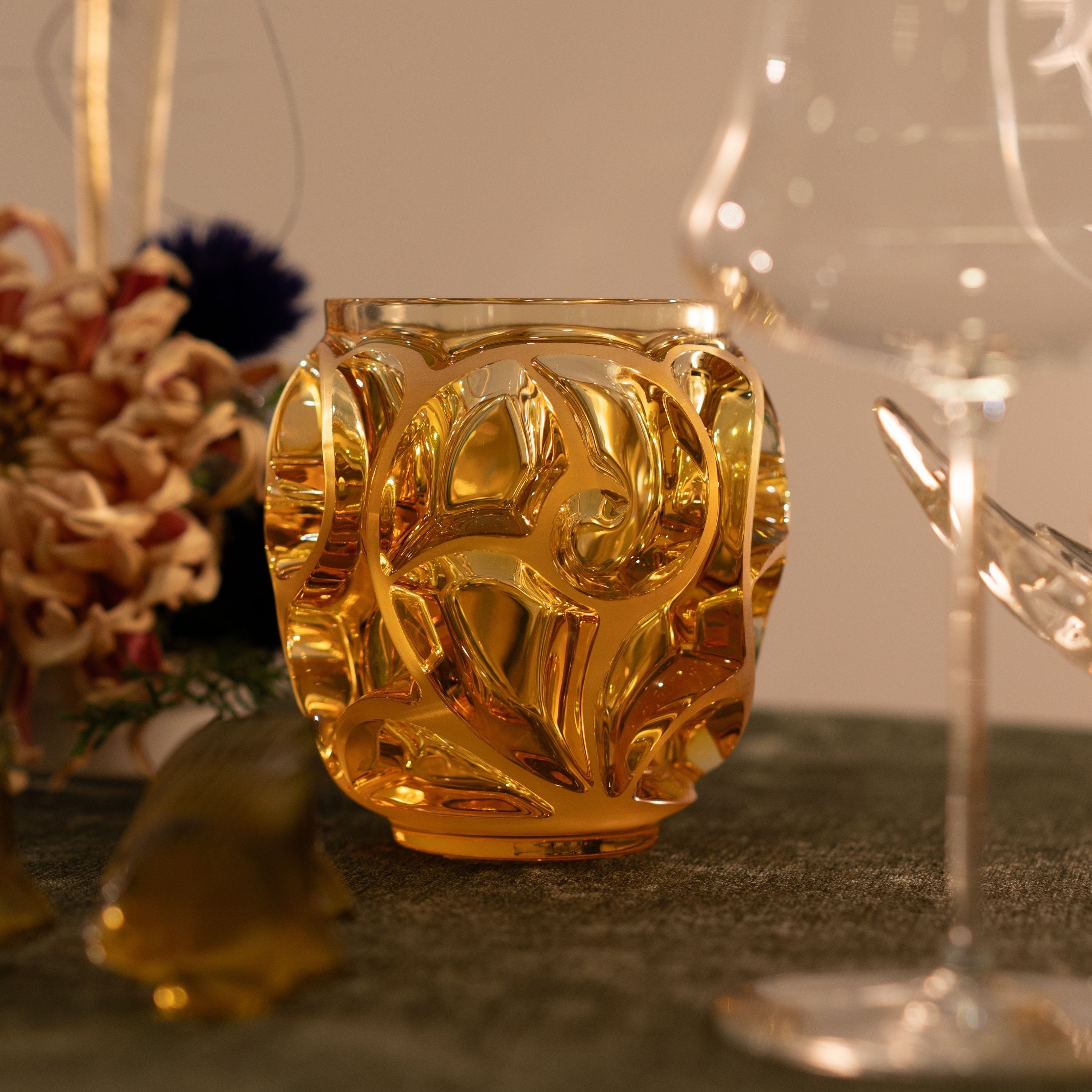 VASE TOURBILLONS PETIT MODÈLE - CRISTAL AMBRE, PETIT MODÈLE