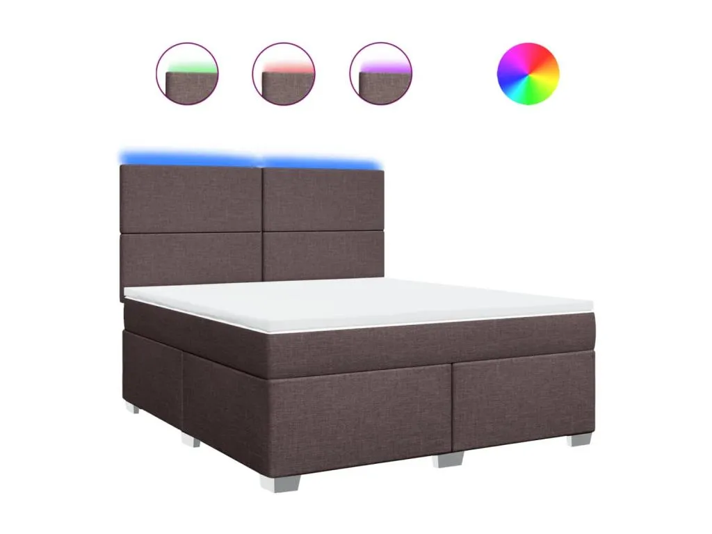 Cama box spring con colchón tela marrón oscuro 180x200 cm eeh3522736