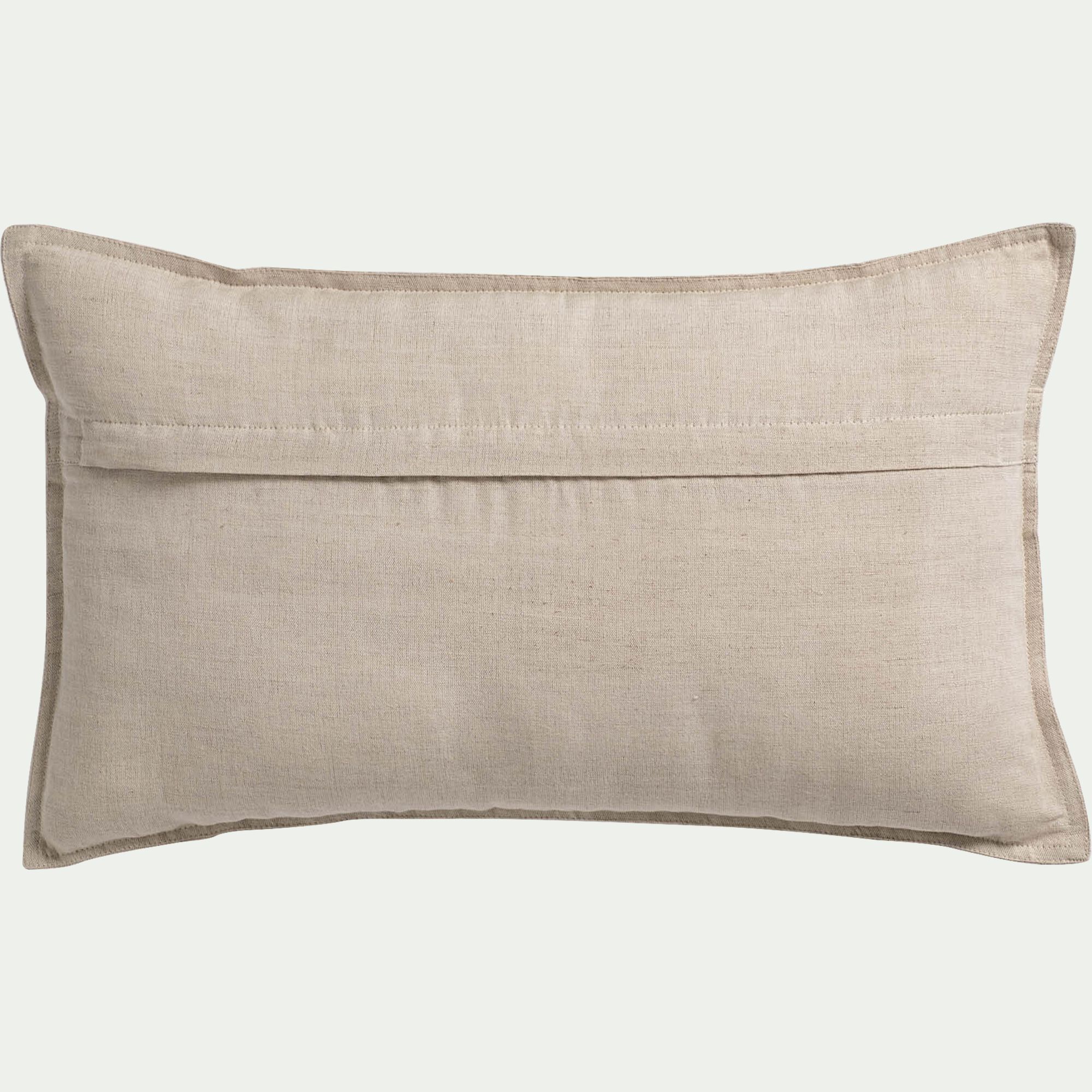 PAINPOL - Coussin brodé en lin et coton 30x50cm - naturel