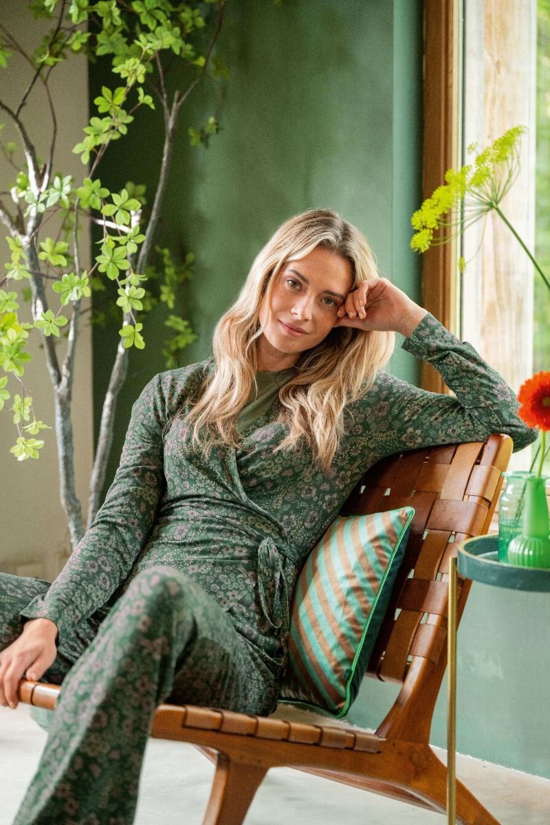 Teagan Vest Long Sleeve Daisy Dreams Green