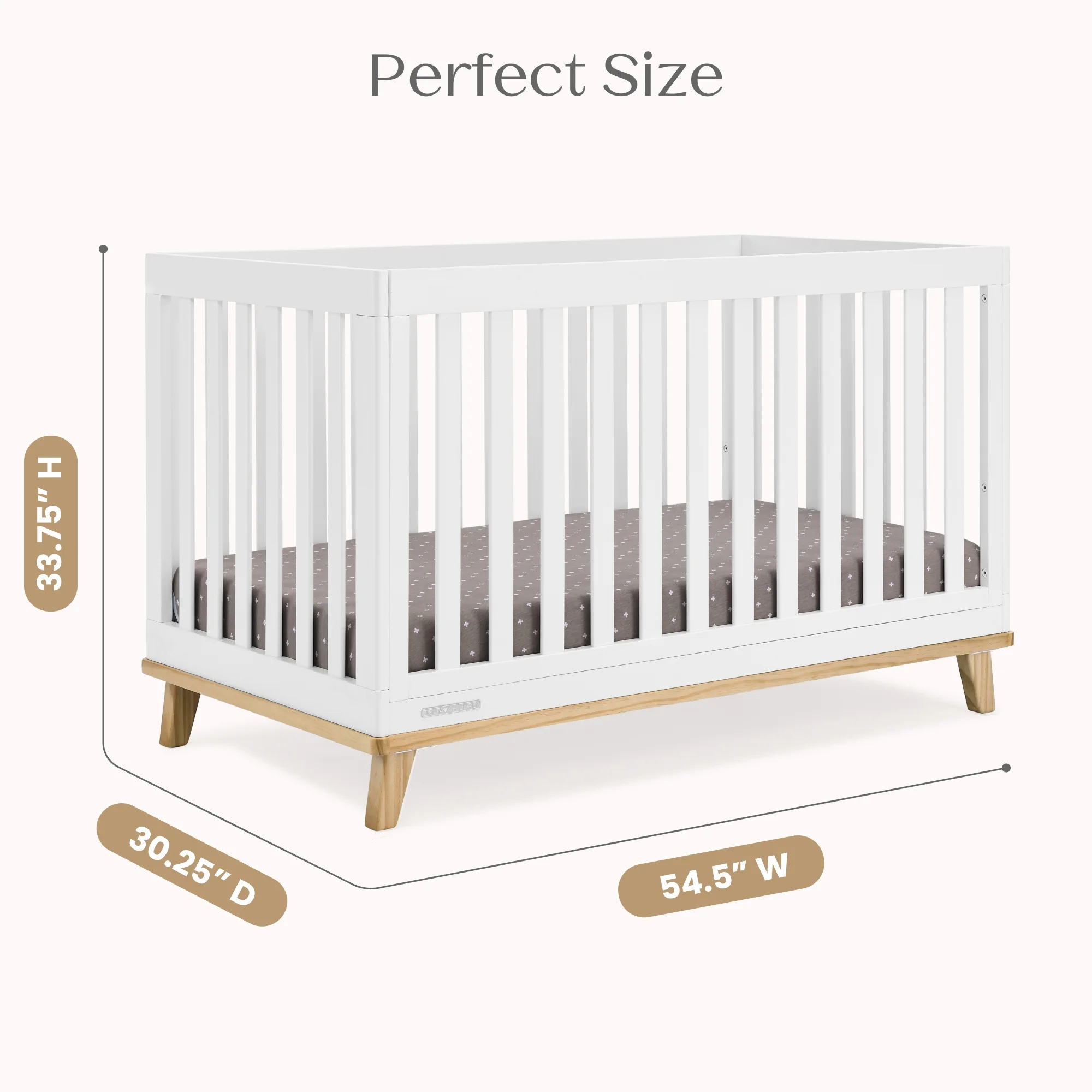 Delta Children Frankie 4-in-1 Convertible Crib - Greenguard Gold Certified, Black with Natural - Image 30