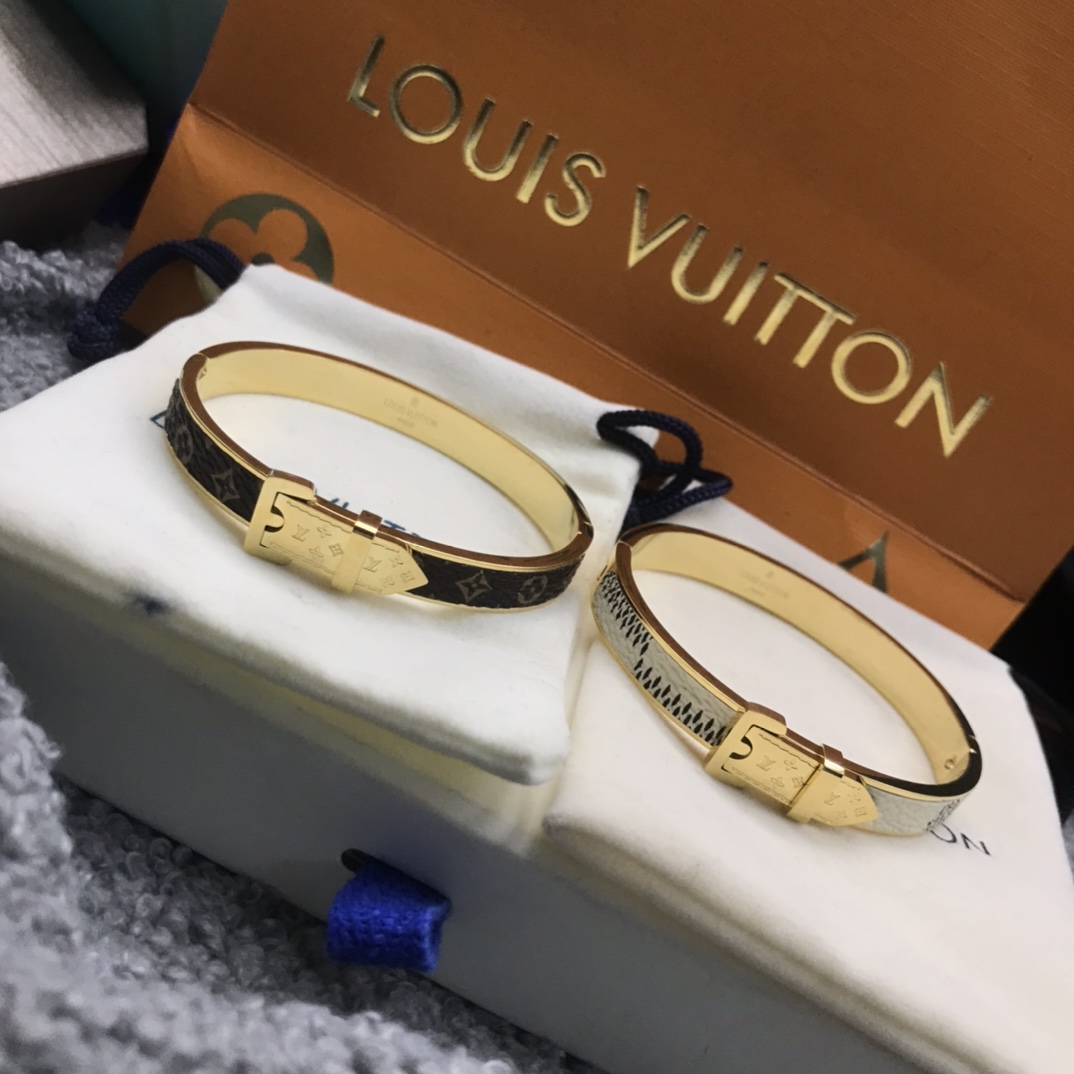 Louis Vuitton Leather Couple Bangle Bracelet - Original Replica Club