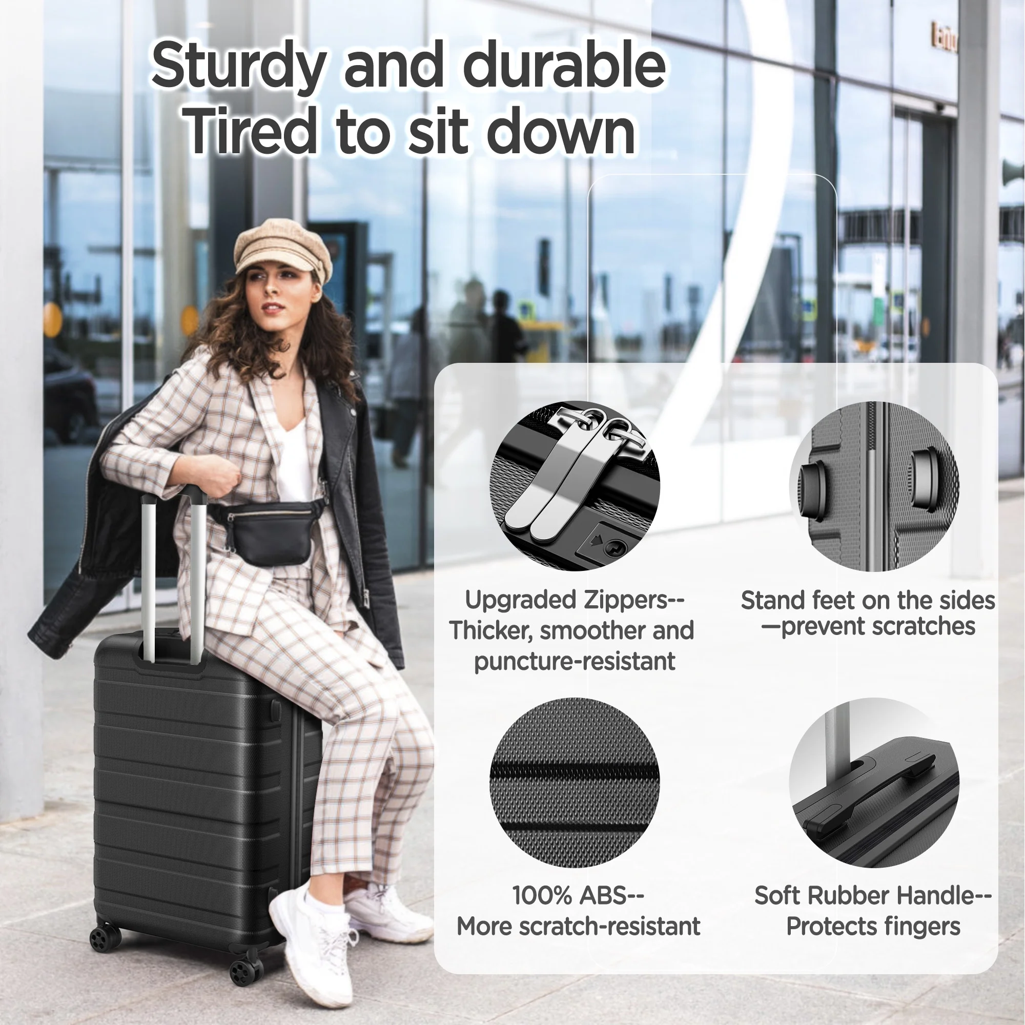 Famistar 11 Piece Hardside Luggage Suitcase Set with 360- Double Spinner Wheels TSA Style Lock, 14- Travel Case, 20" Carry-On Luggage, 24" Checked Luggage and 28" Checked Luggage, Black - Image 3