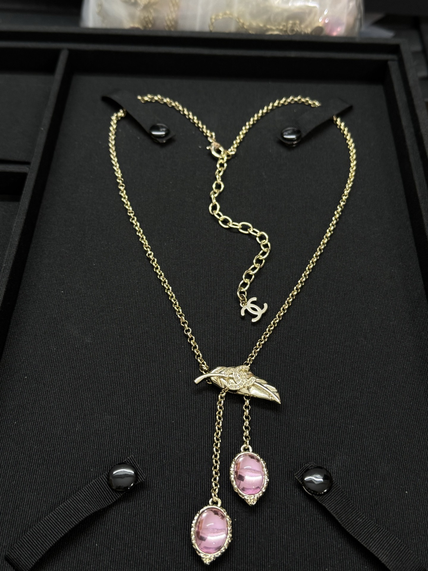 Chanel Feather Pink Diamond Tassel Pendant Necklace - Original Replica Club