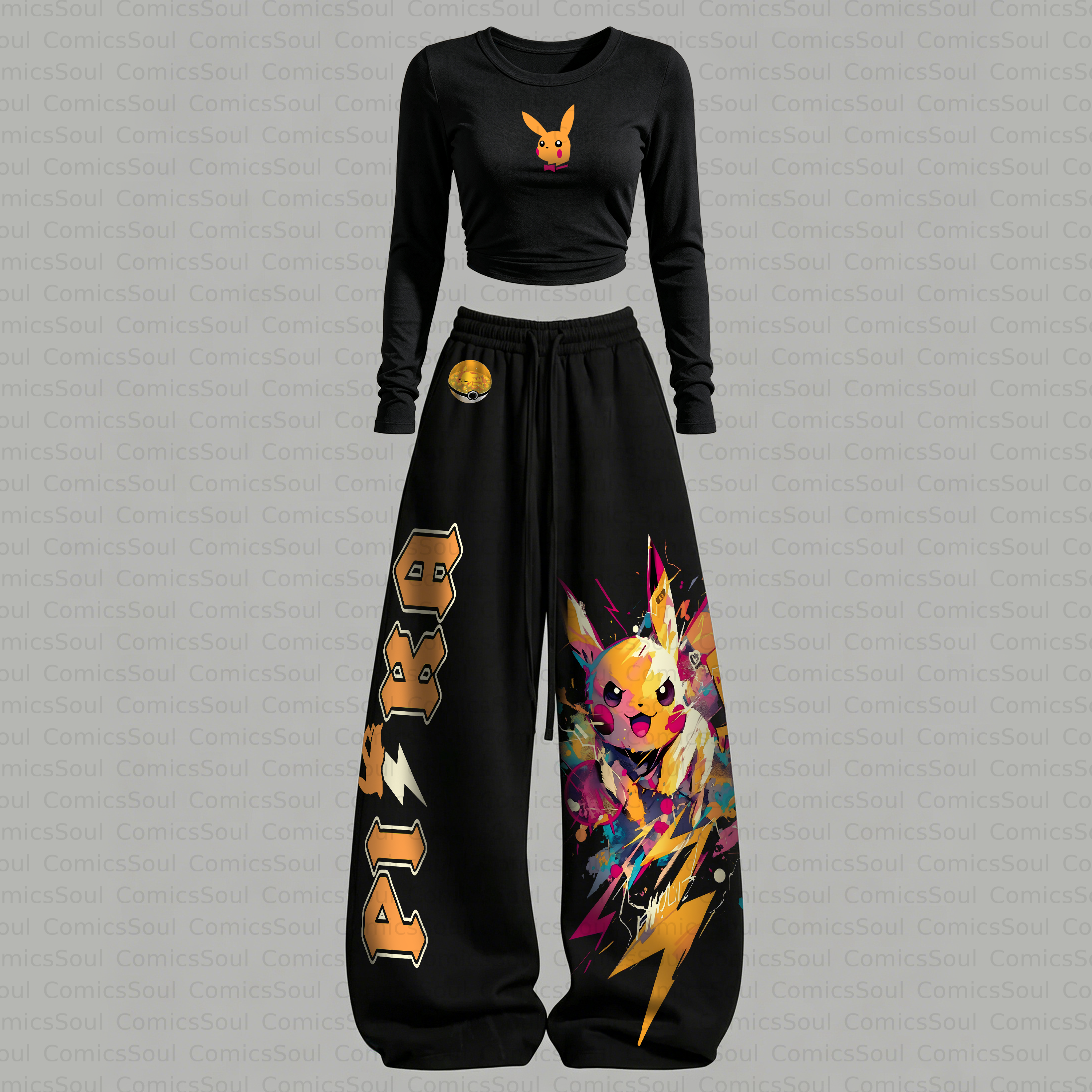 Pokémon Long-Sleeve Top and Elastic-Waist Pants Set TeeThreads Sustain the Scene with Custom Apparel