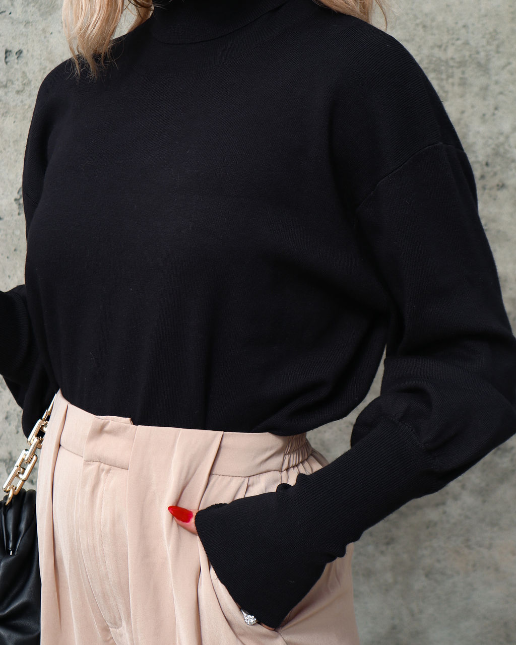 Mountain Lover Turtleneck Knit Pullover Sweater - Black - Se7enfashion