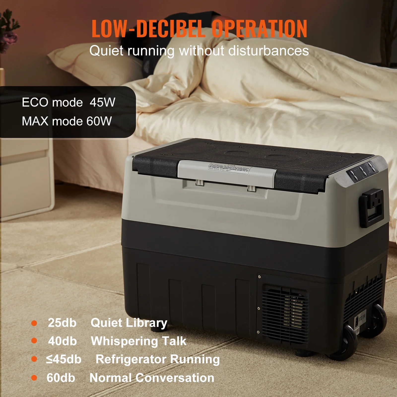 VEVOR 12 Volt Refrigerator, 48QT, Dual Zone Car Fridge Freezer with App Control & Wheels, 12/24V DC & 100-240V AC Electric Compressor Cooler for Car Truck Vehicle RV Boat Outdoor & Home Use - Image 7