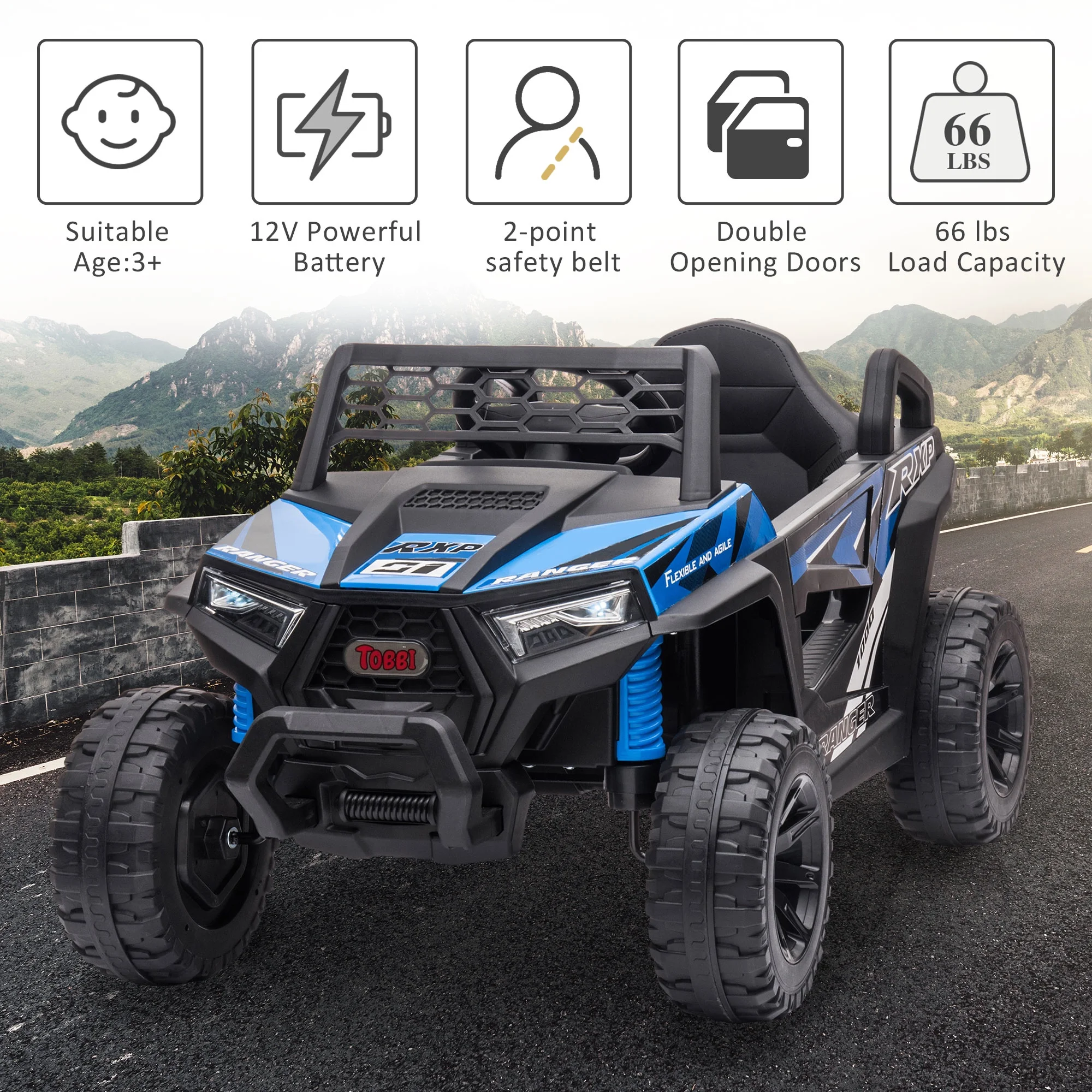 TOBBI 12V Kids Electric off-Road UTV Truck Car Battery Powered Ride on Toys for Girls with LED Headlights, Music, Horn - Image 18