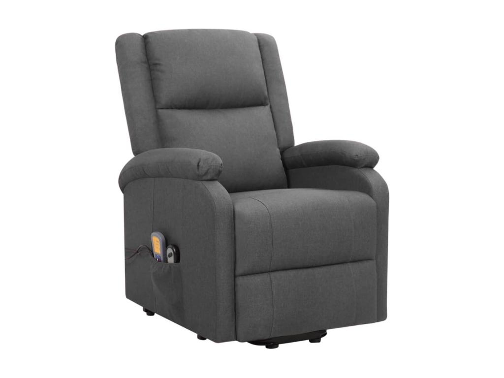 Luzssnh - Sillón de masaje elevable tela gris oscuro