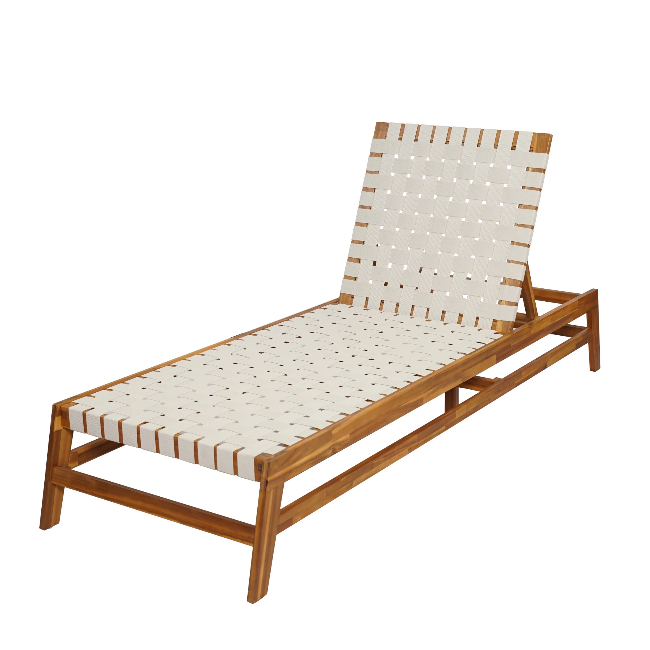 Christopher Knight Home Outdoor Wood Chaise Lounge Chair, Adjustable 4-Position Recliner with Rope Seat, Teak - Image 4