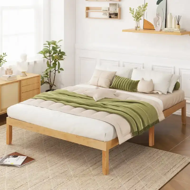 Costway 14-Inch Wooden Platform Bed Frame for Twin, Full, and Queen Sizes with Rubber Support