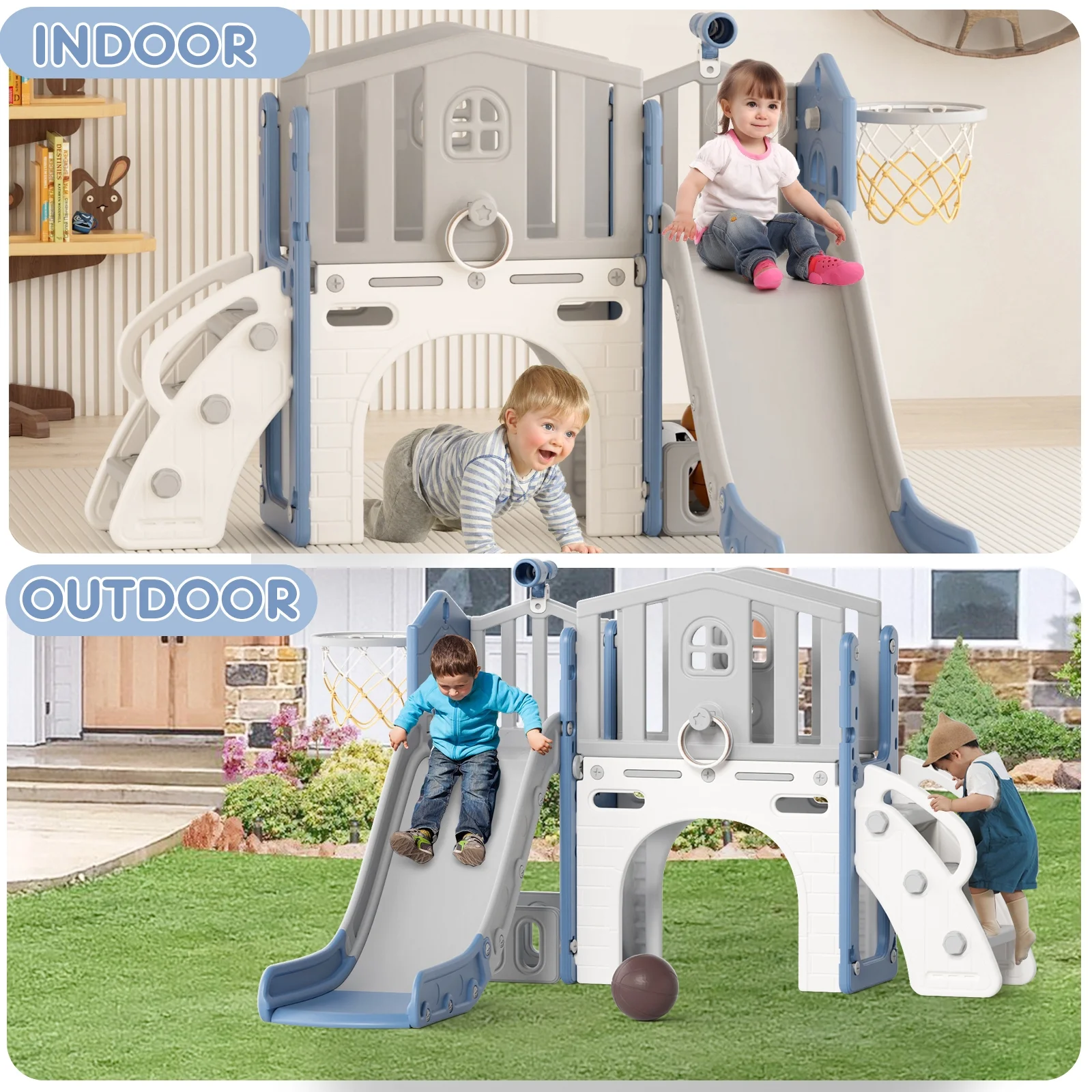 Korimefa 11-in-1 Toddler Slide Set with Golf, Basketball Hoop, Kids Slide for Toddlers Age 1-4, Climber Slip and Slides, Baby Outdoor Toys - Image 30