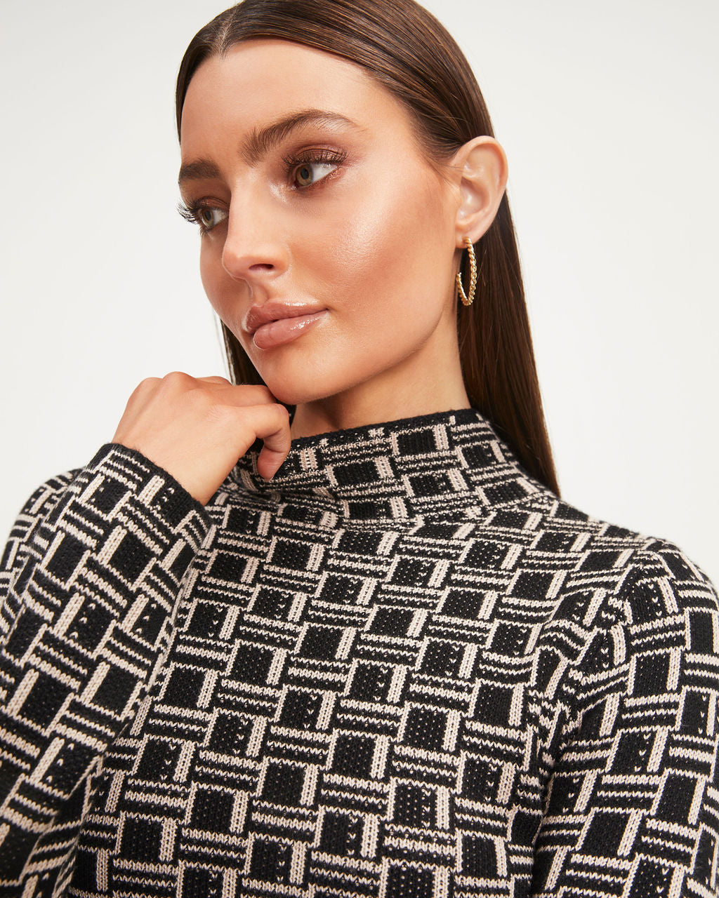 Kleo Printed Mock Neck Long Sleeve Top - Se7enfashion