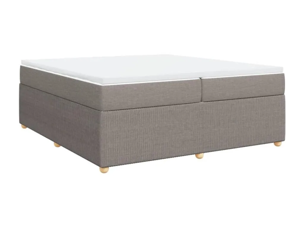 Cama box spring con colchón tela gris taupe 200x200 cm tlv3520275