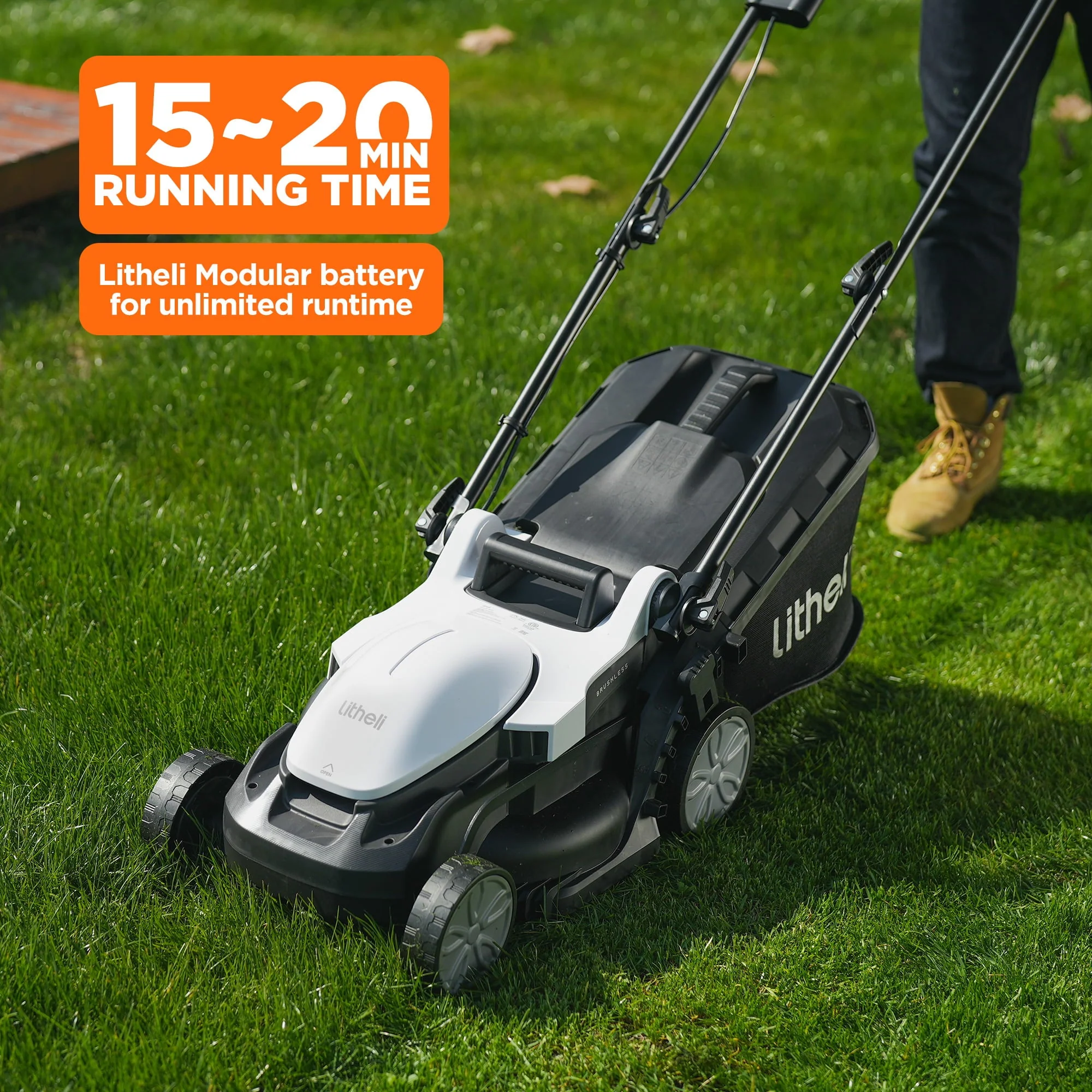 Litheli Cordless Lawn Mower 13 Inch, 5 Heights Adjustment, U20 Series 20V Electric Lawn Mowers for Garden With Brushless Motor, 4.0Ah Portable Battery Included - Image 5