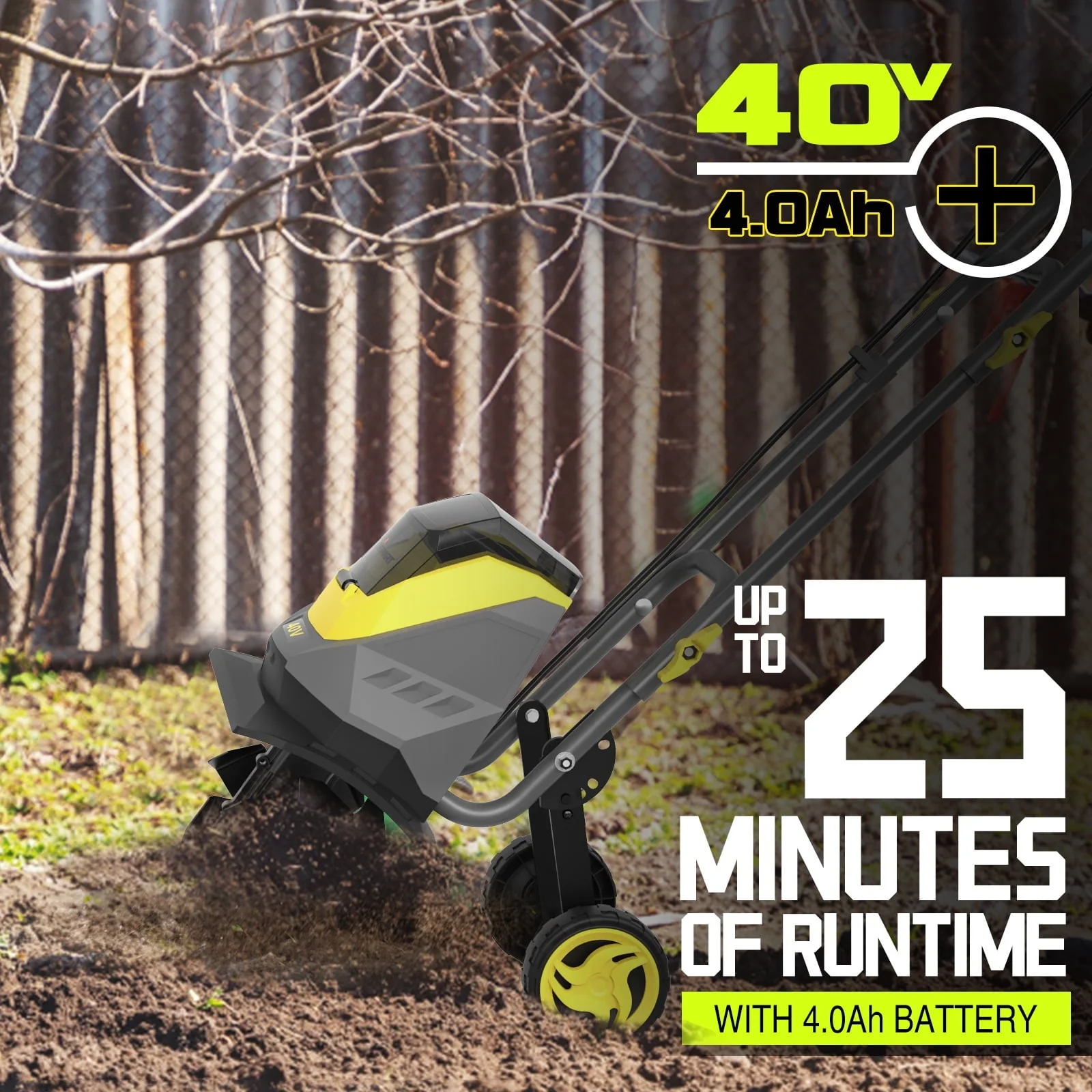 PowerSmart 40V 12-inch Cordless Garden Tiller/Cultivator , 23.4 x 14 x 12.8 inches - image 2