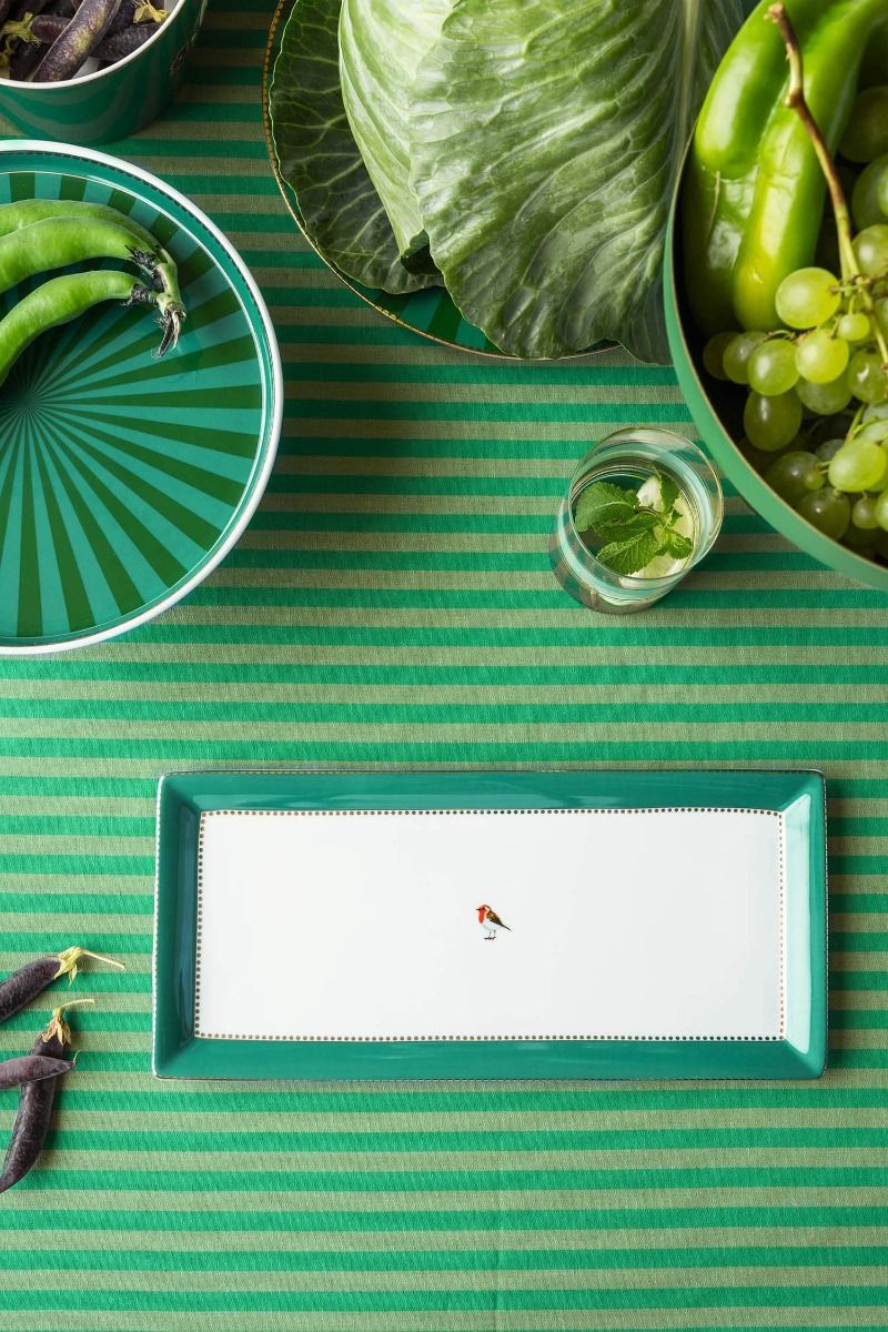 Cake Tray Rectangular Love Birds Emerald 33.3x15.5cm