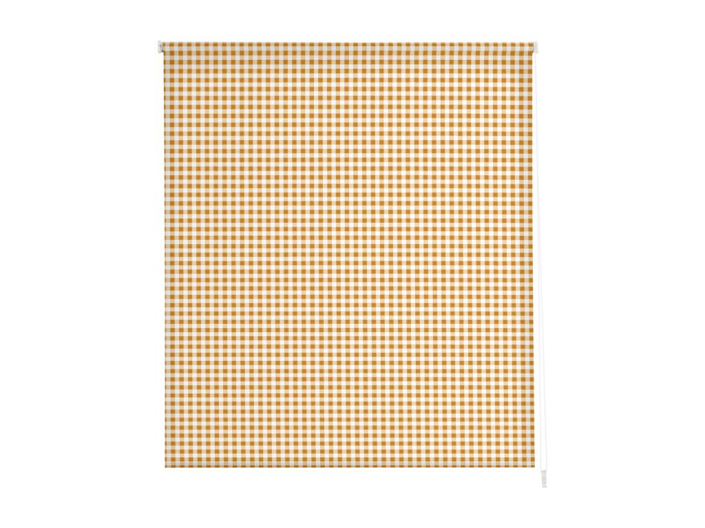 Tucasago | Estores Personalizados de COCINA | 100 x 180 cm (Ancho por Alto) Tamaño de Tela 97 x 175 cm | Modelo Vichy-2 Color Naranja