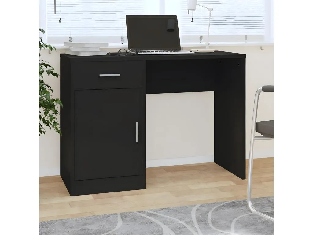 Escritorio con cajón y armario Decoesp negro 100x40x73 cm 76517RPSA
